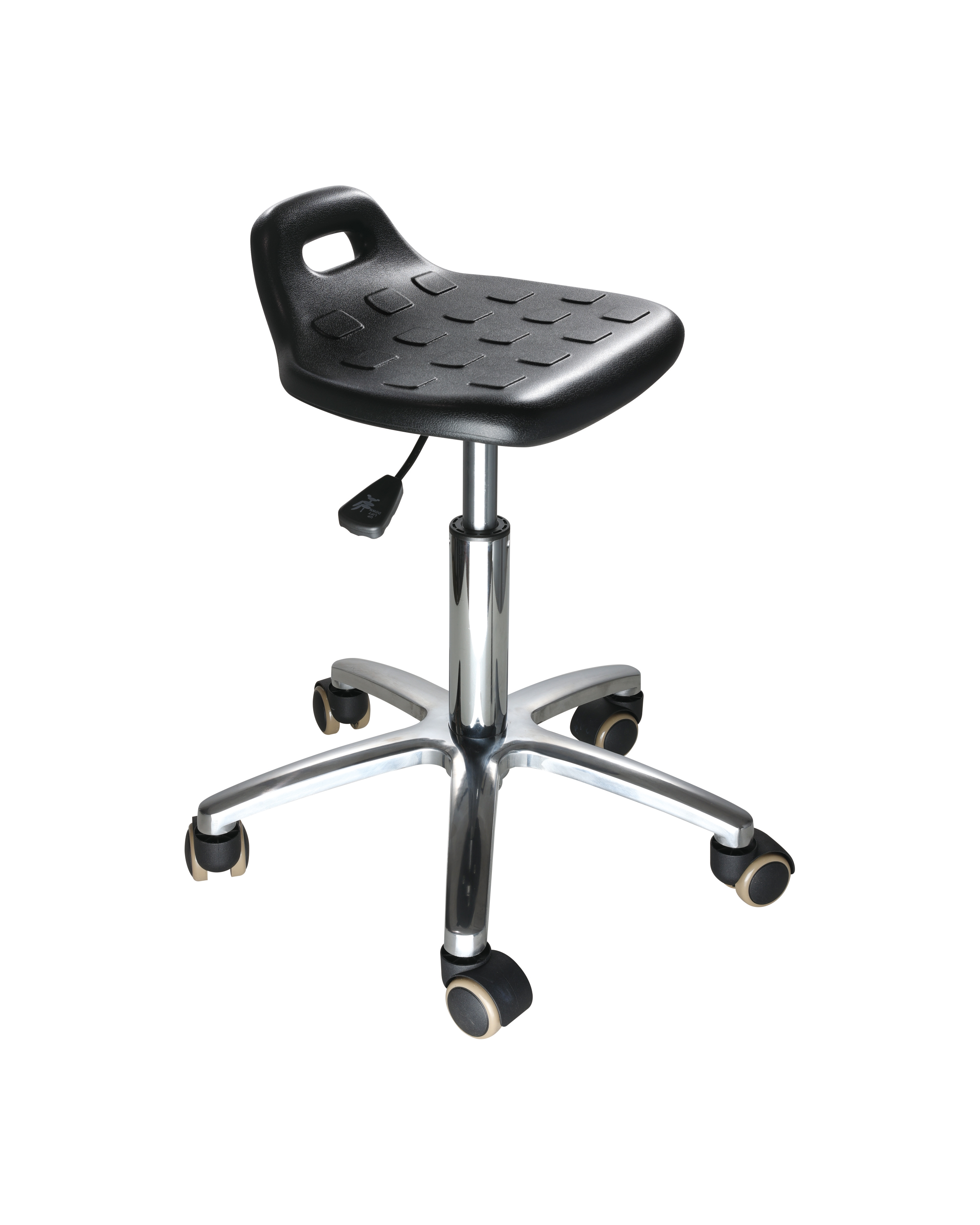 Industrial Polyurethane Adjustable with Chrome Foot Ring and Casters Laboratory Seating