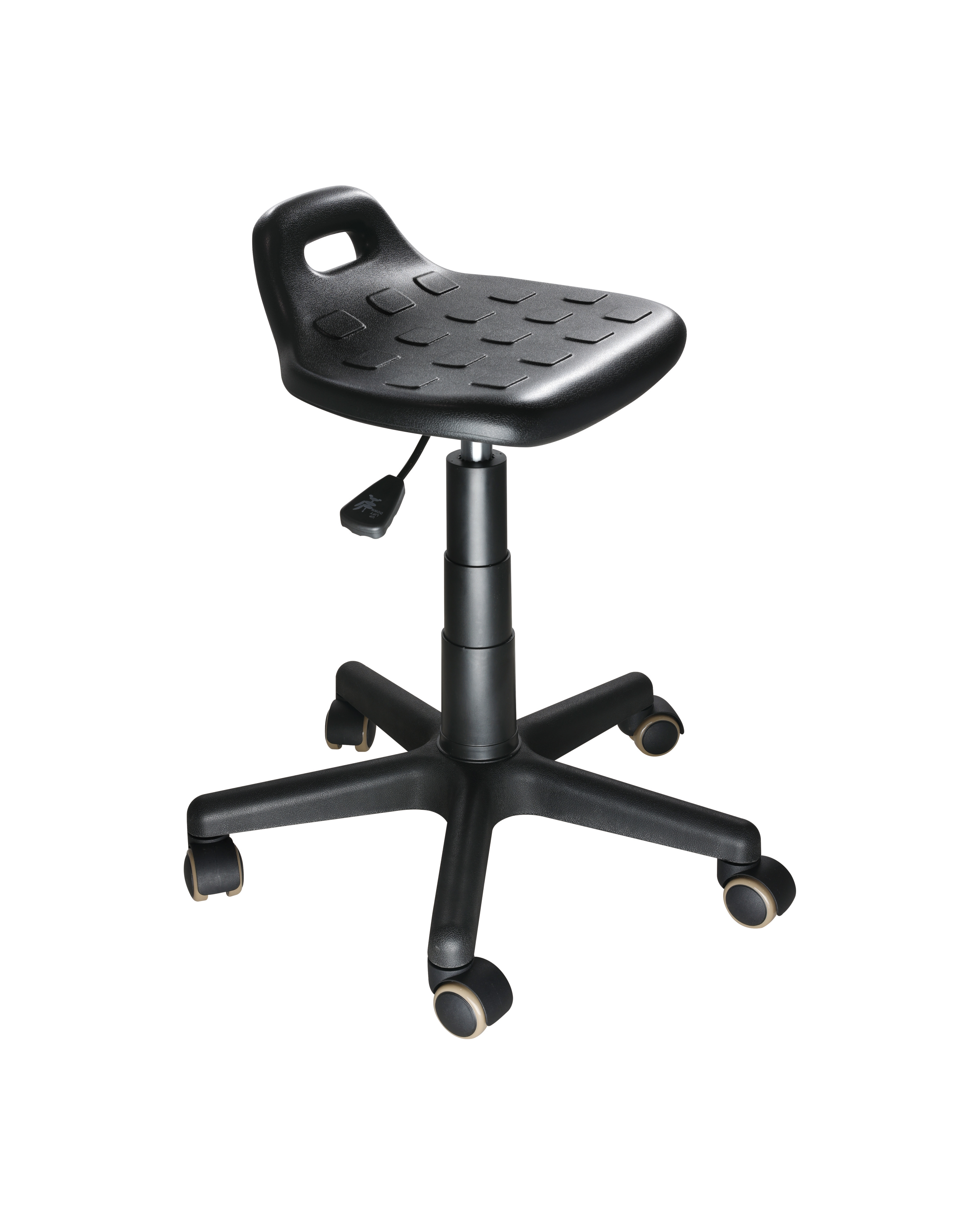 Industrial Polyurethane Adjustable with Chrome Foot Ring and Casters Laboratory Stool