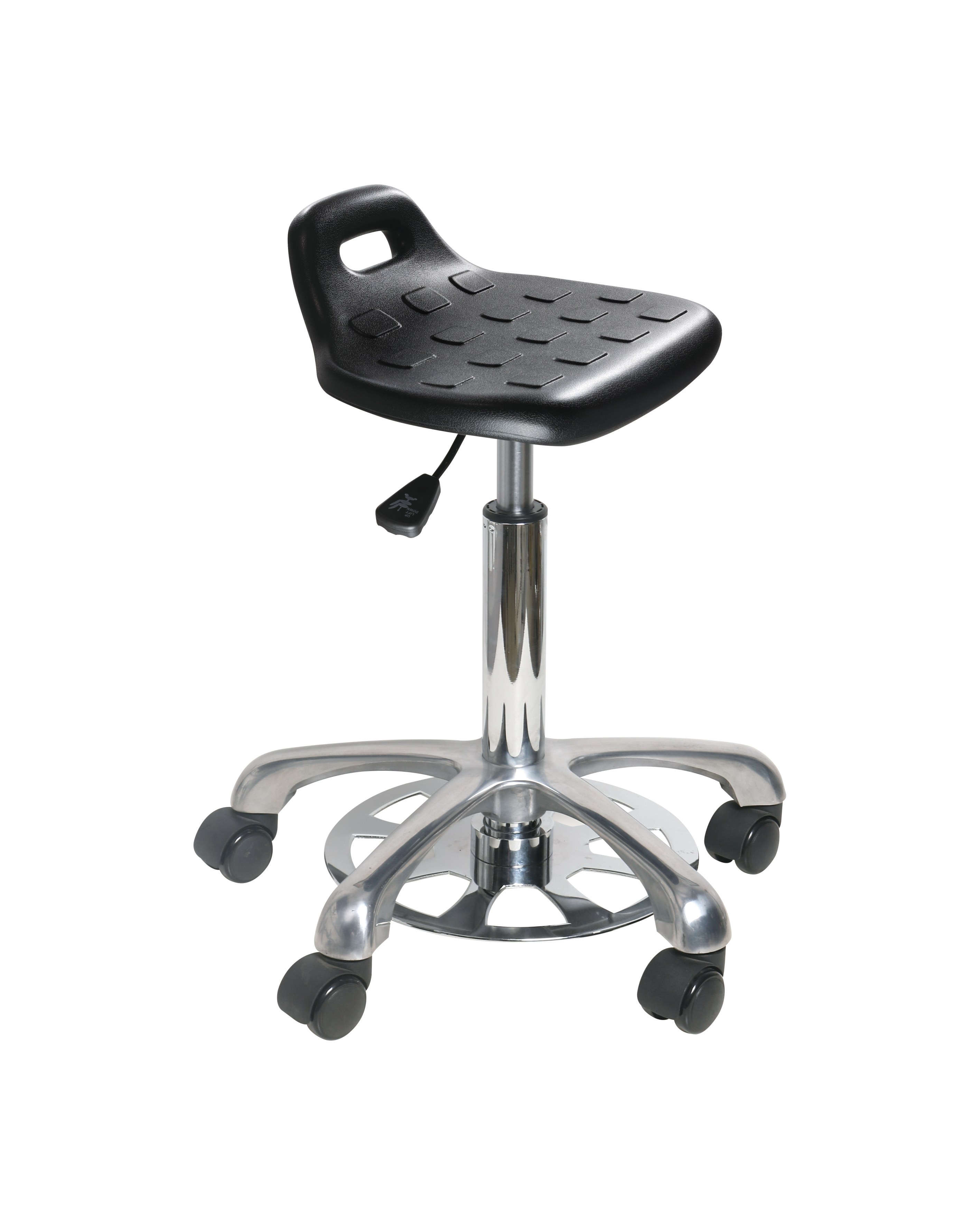 Heavy Duty Polyurethane Height Adjustable Seating with Chrome Footrest and Wheels Laboratory Chair