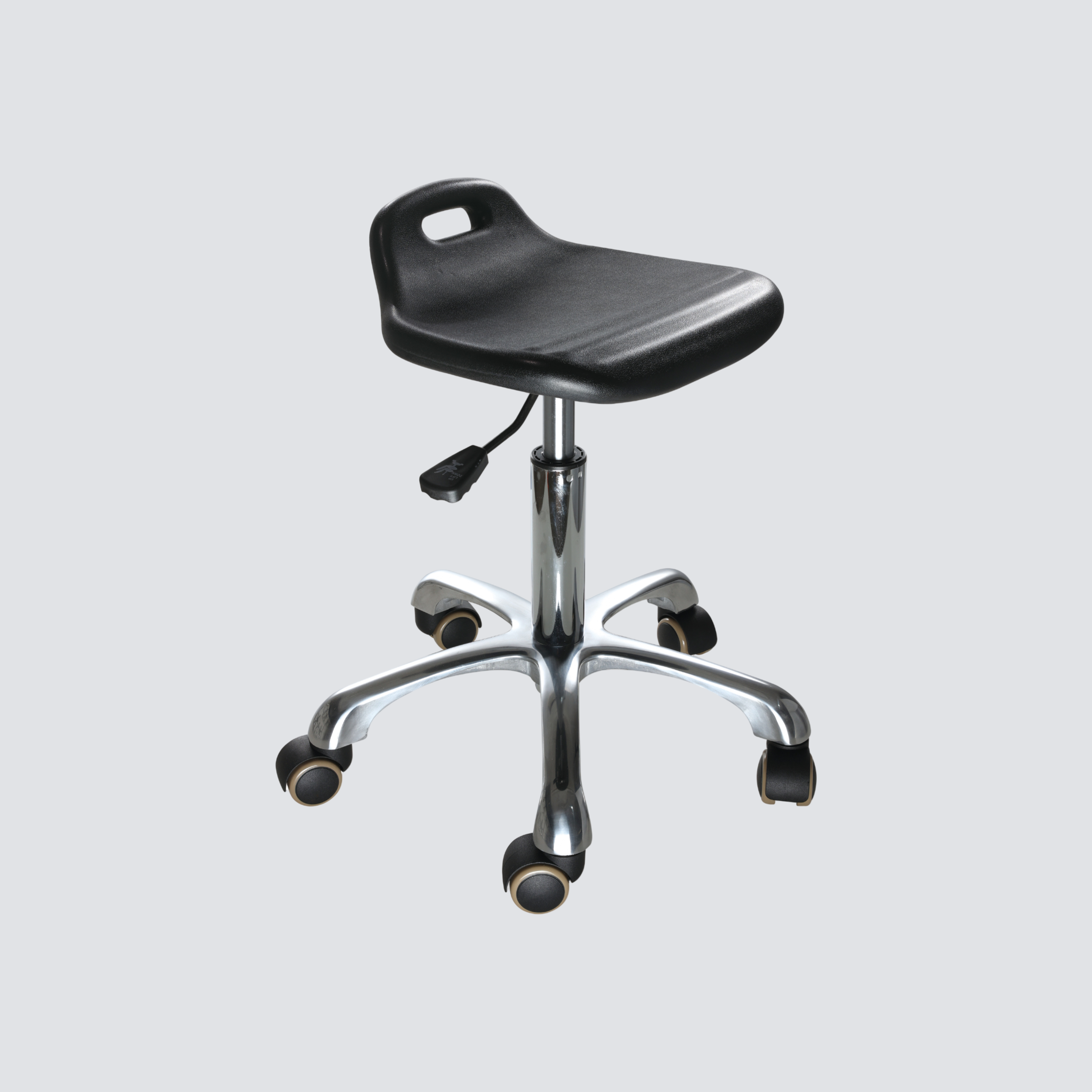 Industrial PU Adjustable Rolling Chrome Foot Ring Laboratory Stool