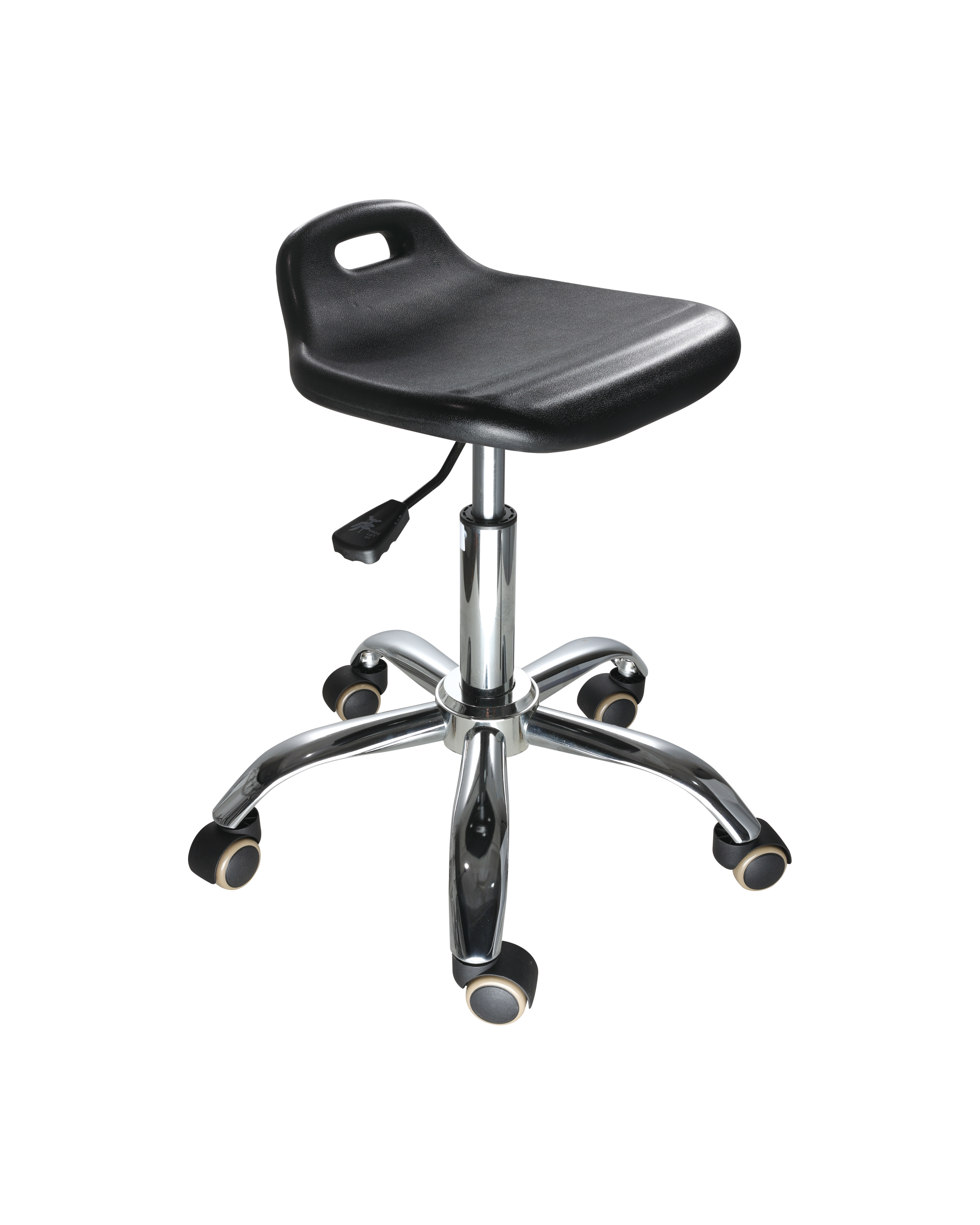 Industrial Polyurethane Chrome Foot Ring with Casters and Adjustable Laboratory Stool