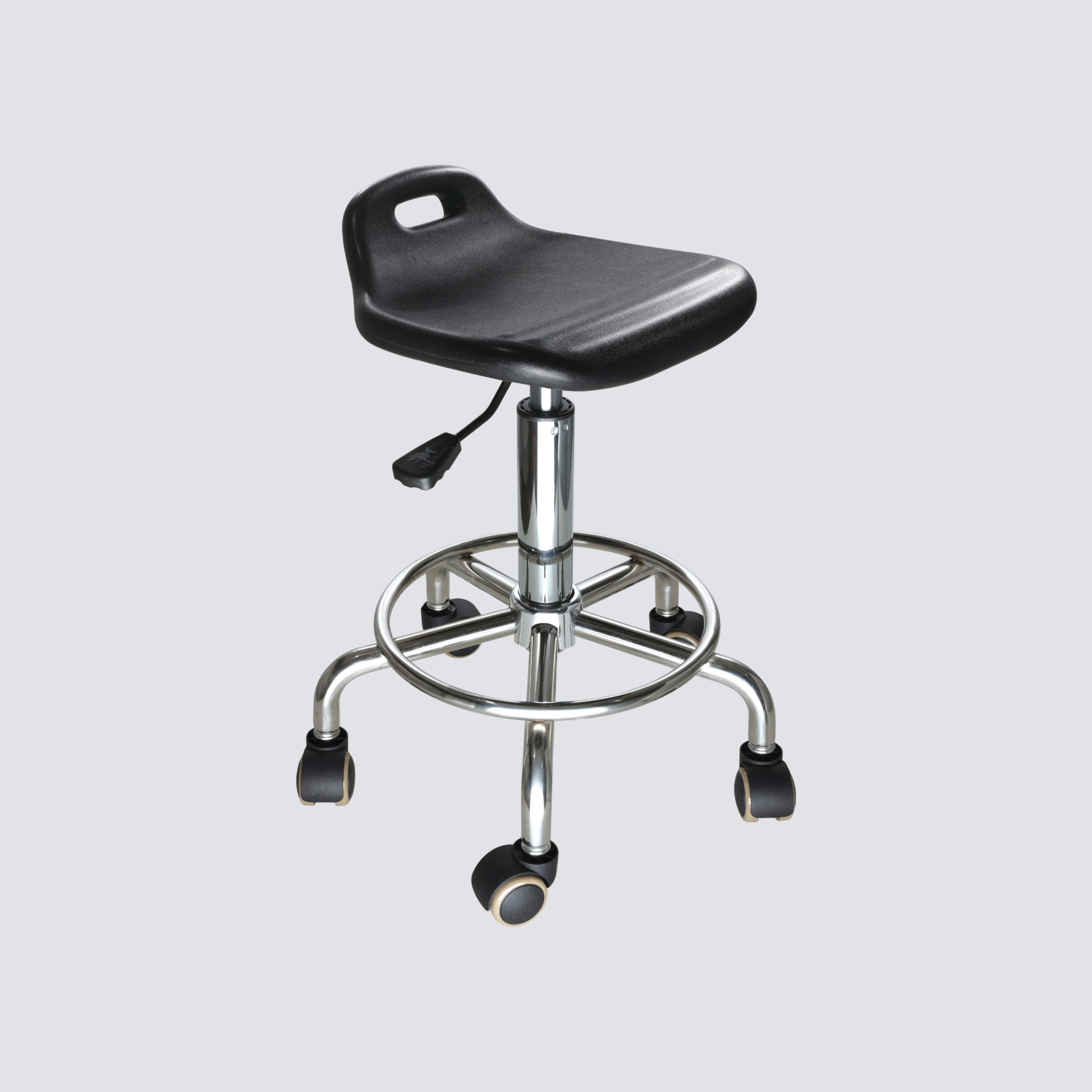 Industrial Polyurethane with Casters Adjustable Chrome Foot Ring Laboratory Stool
