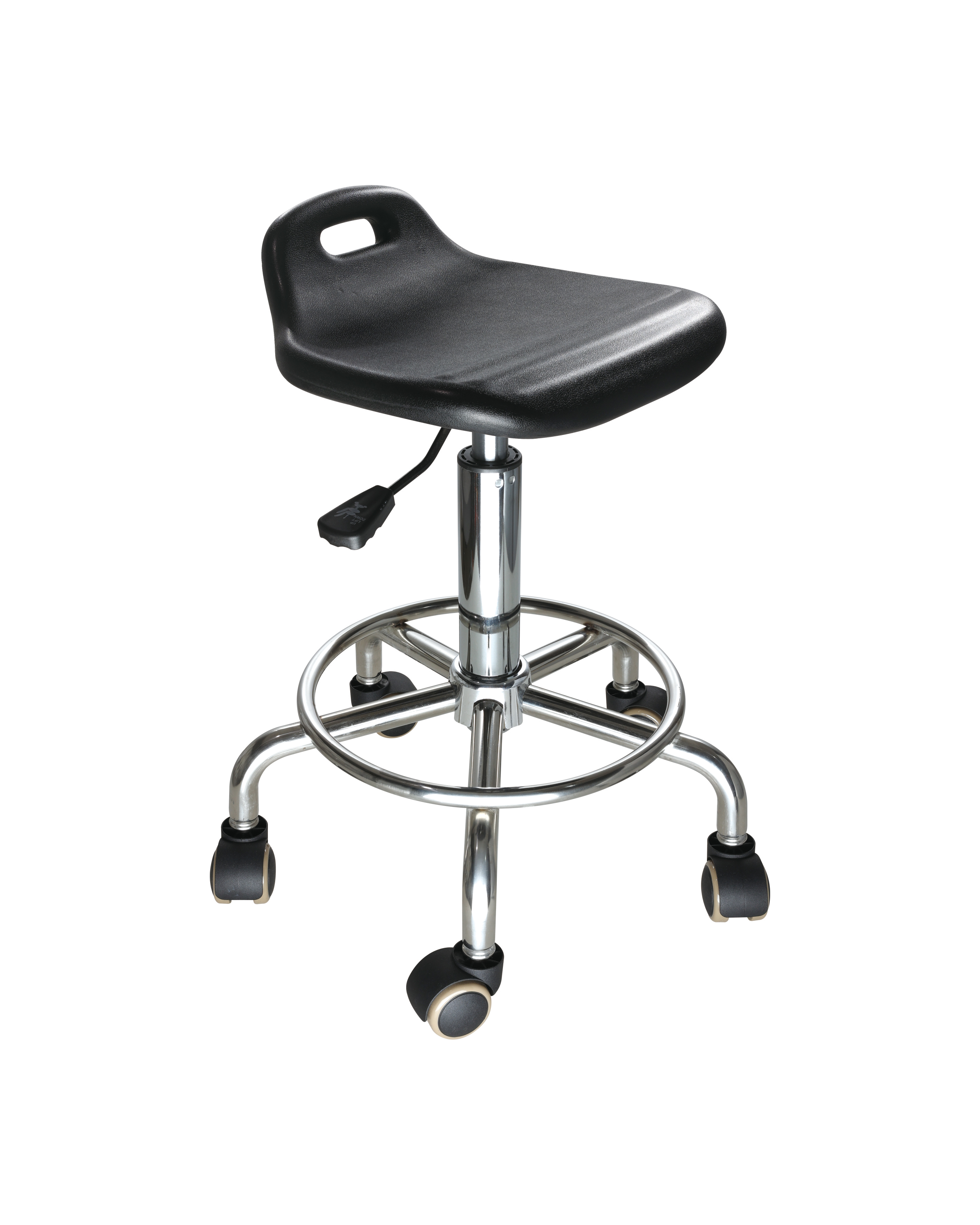 Durable Polyurethane Lab Seating with Foot Ring and Rolling Wheels Adjustable Laboratory Chair