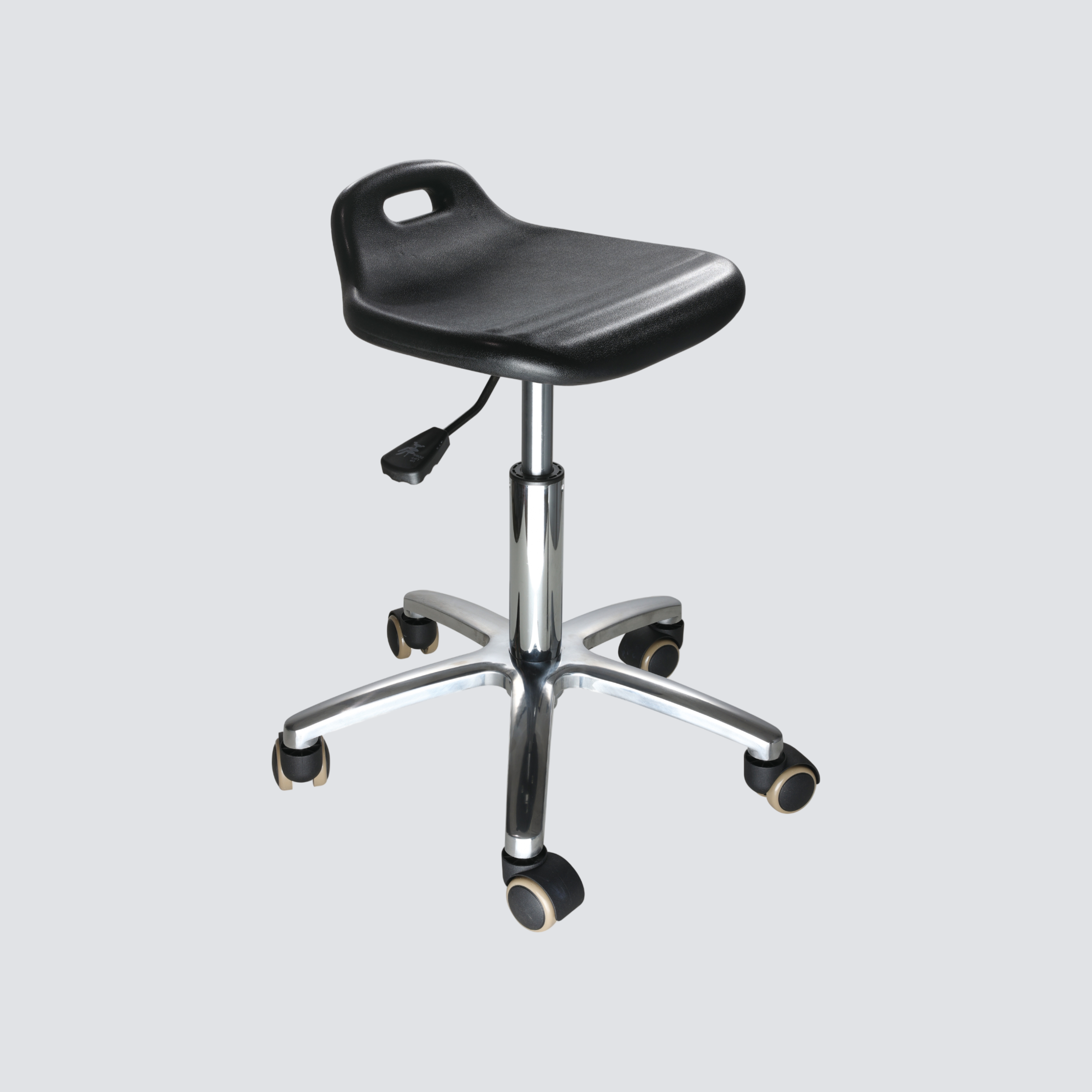 Industrial Polyurethane with Chrome Foot Ring and Adjustable Casters Laboratory Stool