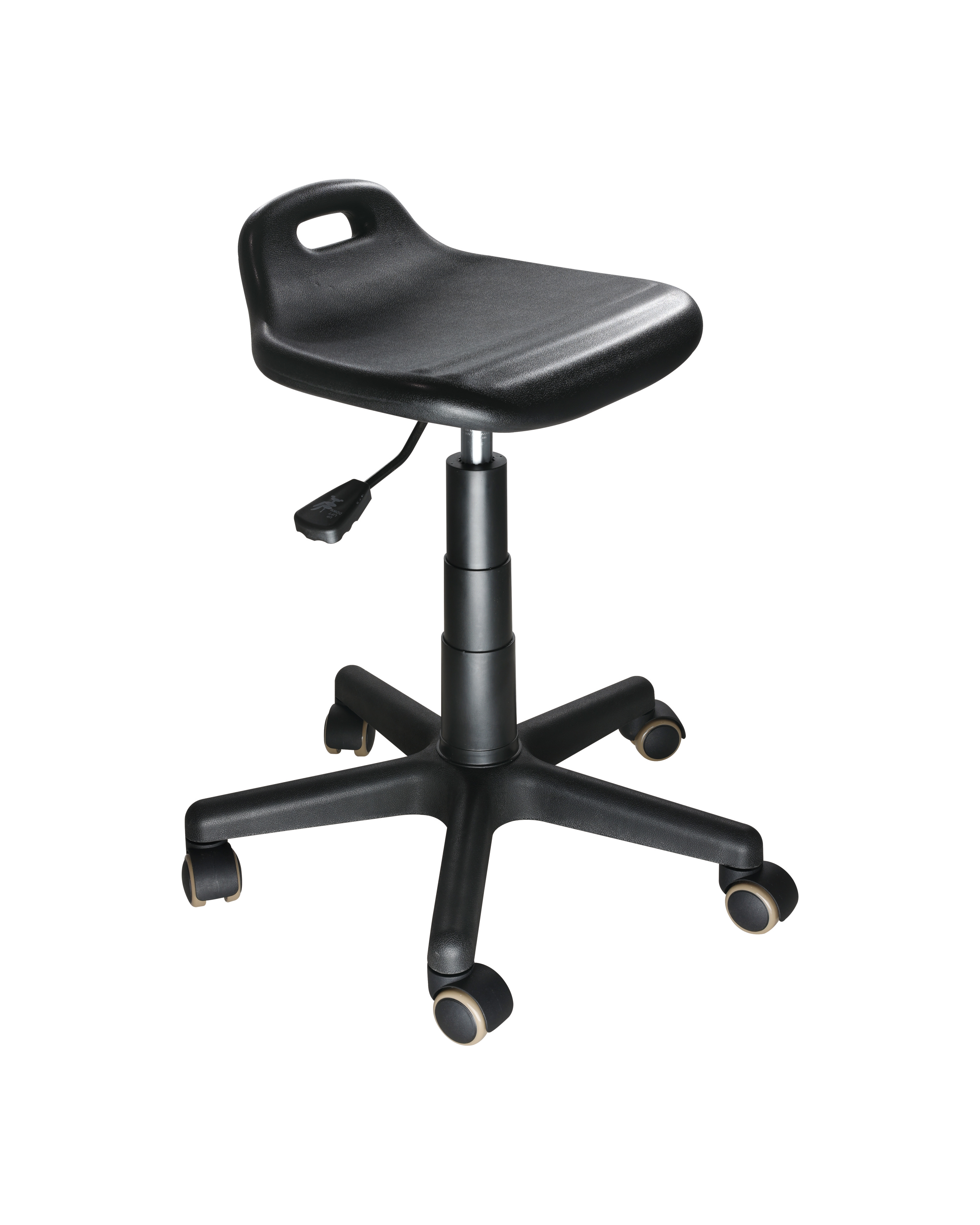 Cleanroom Polyurethane Swivel Stool with Chrome Foot Ring and Mobile Casters Lab Seating