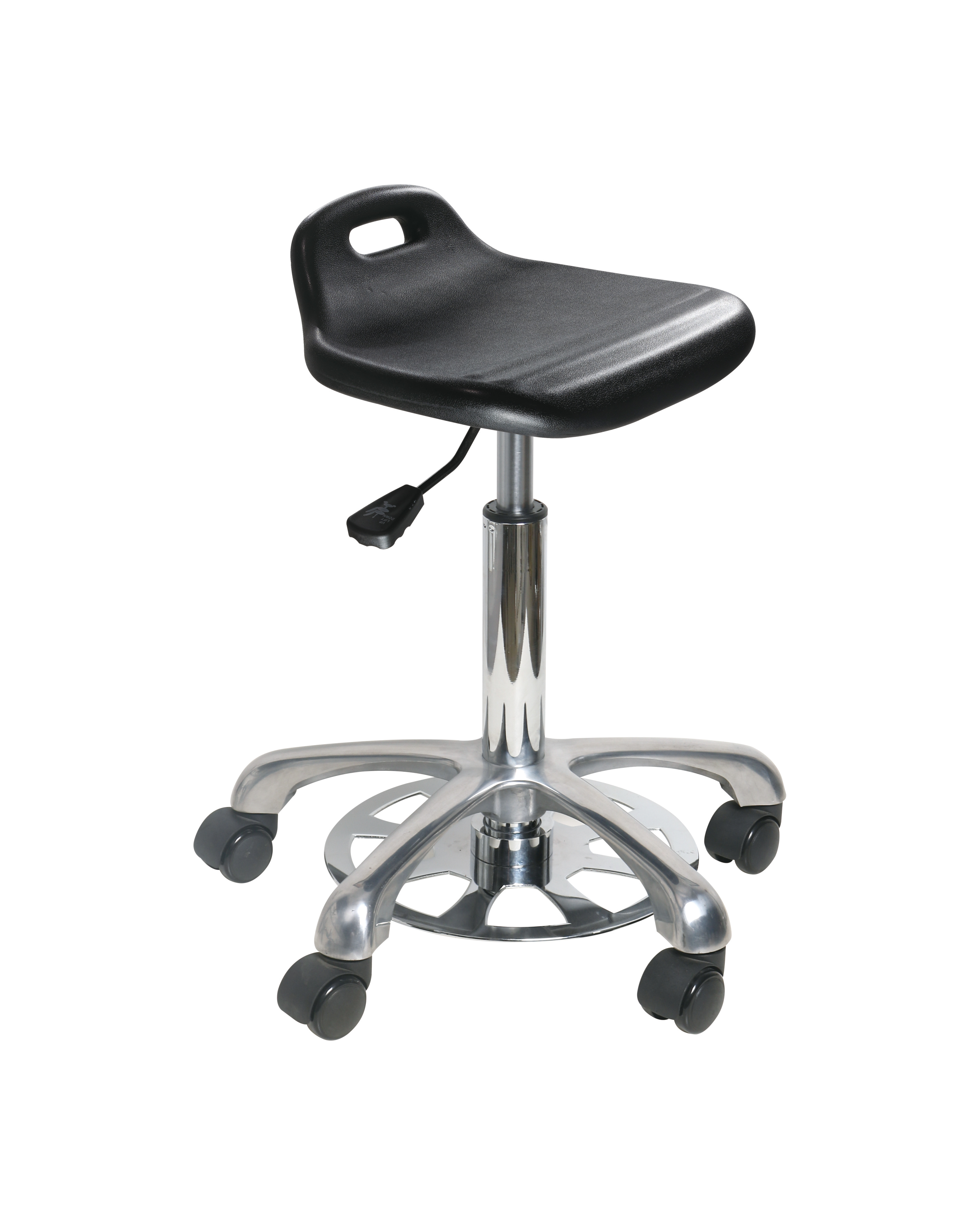 Industrial Polyurethane with Casters and Chrome Foot Ring Adjustable Laboratory Stool