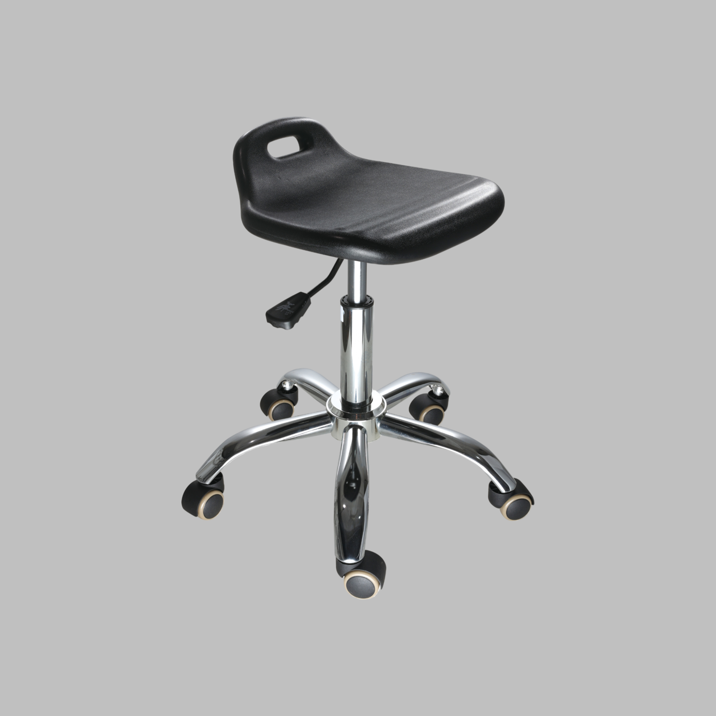 Adjustable PU Laboratory Stool with Chrome Foot Ring