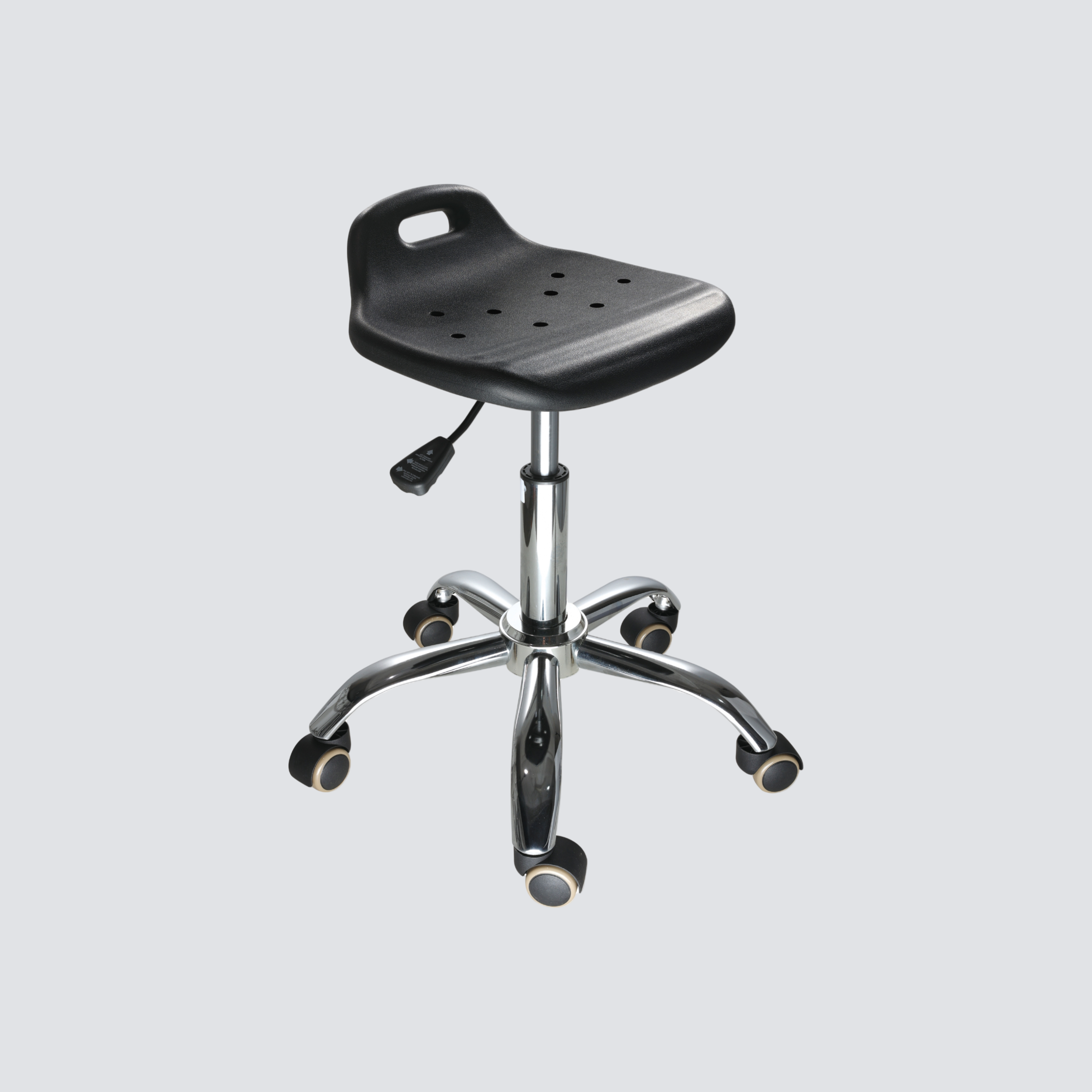 Industrial Polyurethane Adjustable Chrome Foot Ring Casters Laboratory Stool