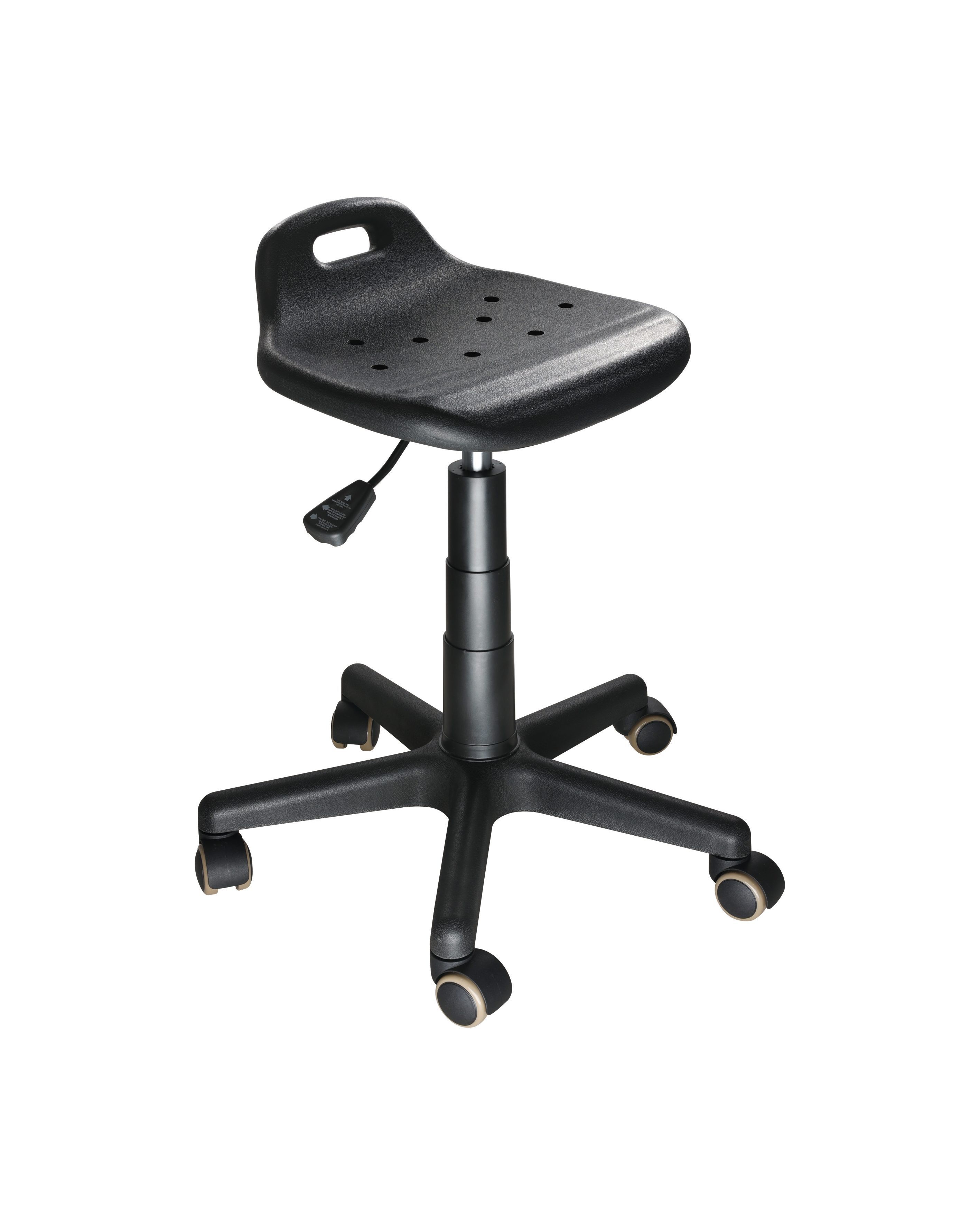 Industrial PU Adjustable Lab Stool with Chrome Foot Ring and Rolling Casters Laboratory Chair