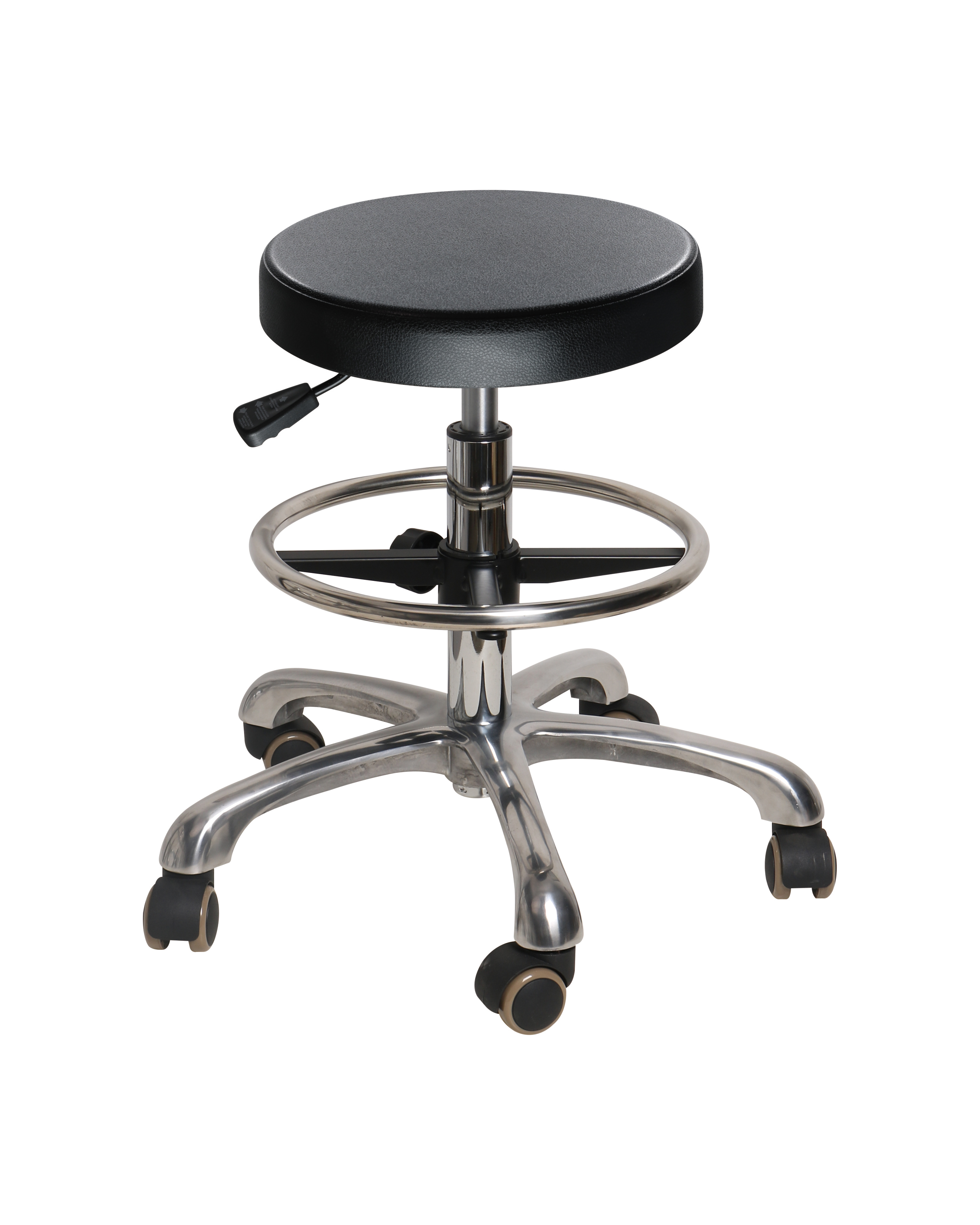 Industrial Polyurethane Chrome Foot Ring and Casters with Adjustable Laboratory Chair
