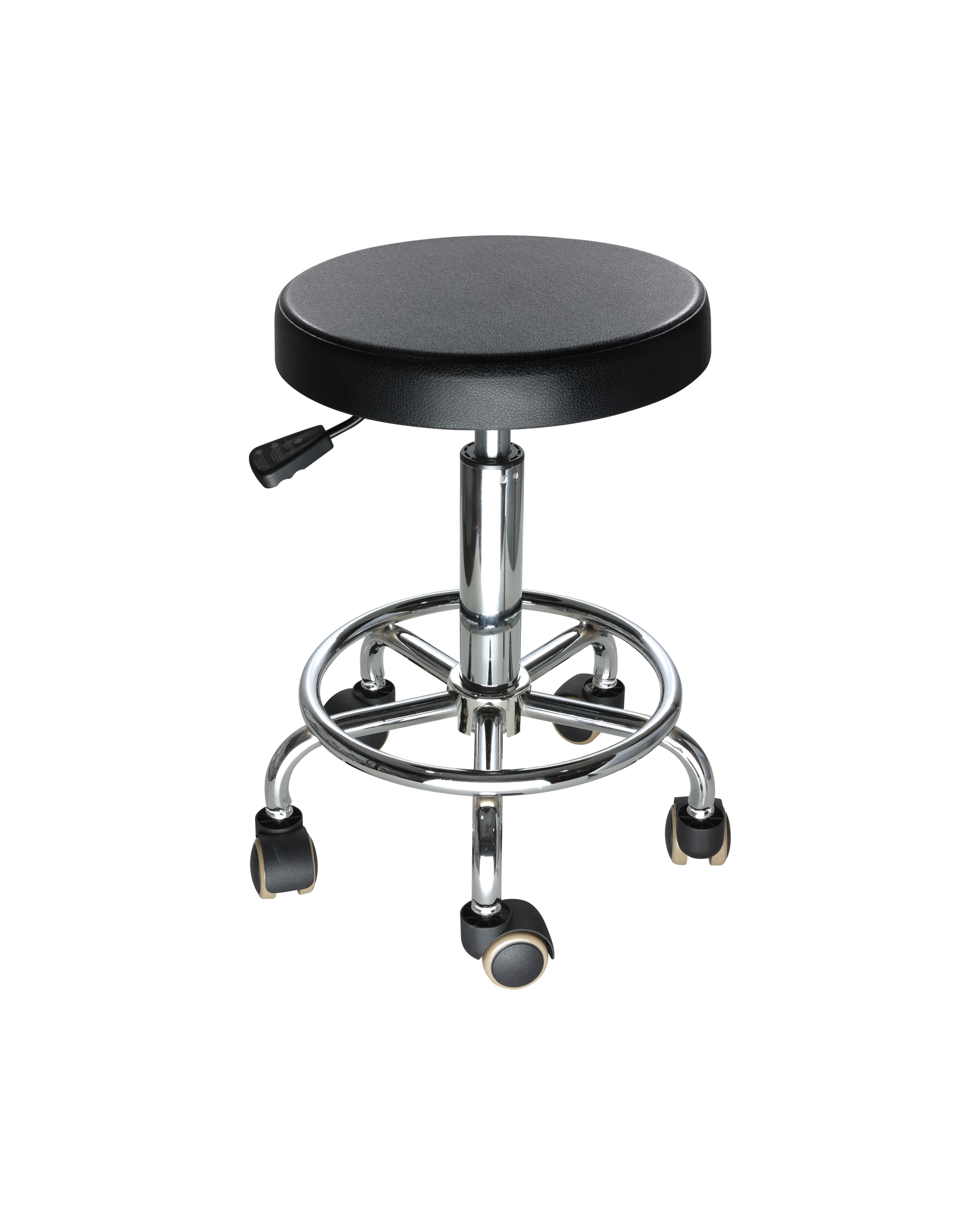 Industrial Polyurethane Chrome Foot Ring and Casters with Adjustable Laboratory Stool