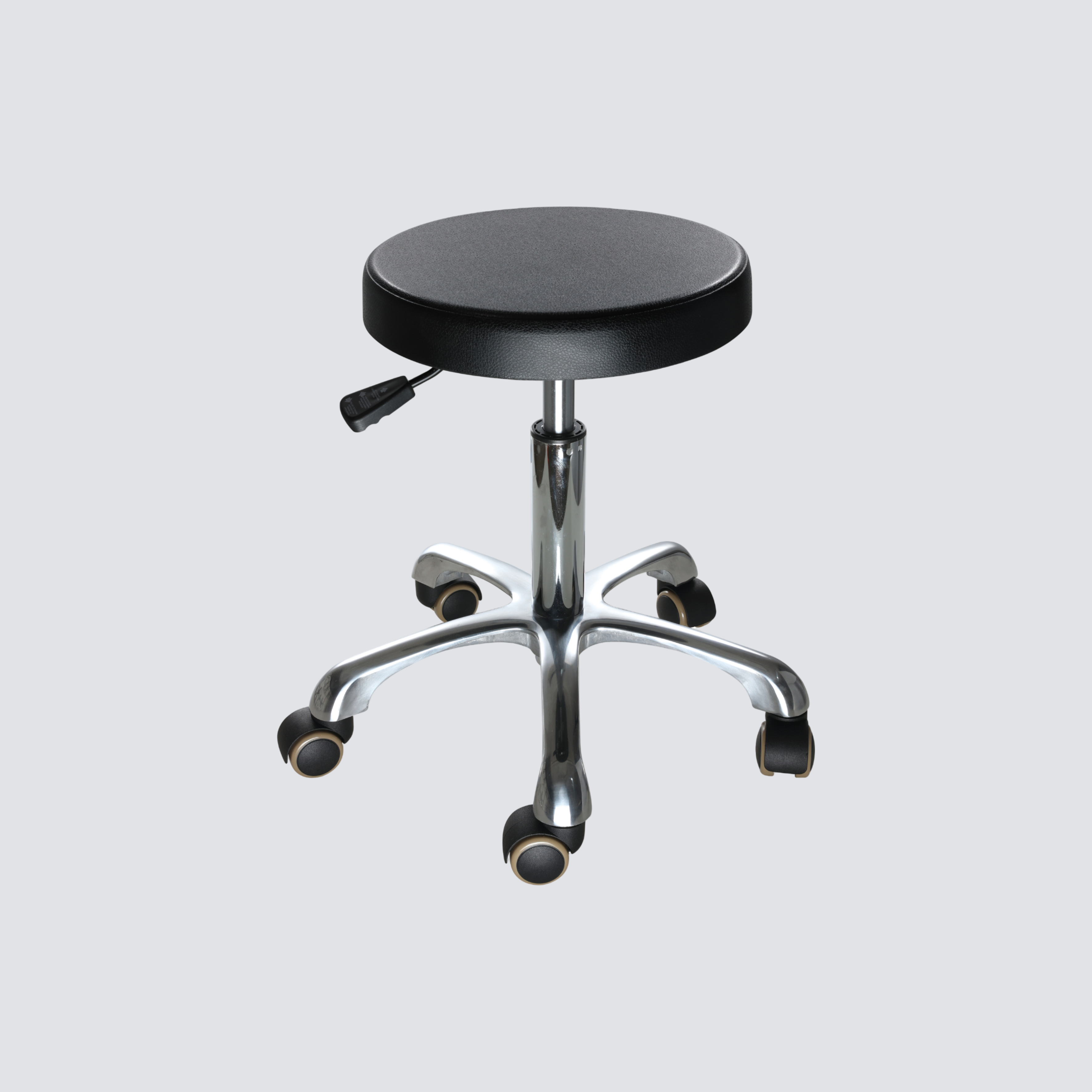 Industrial Polyurethane Rolling Casters Chrome Foot Ring Lab Seating