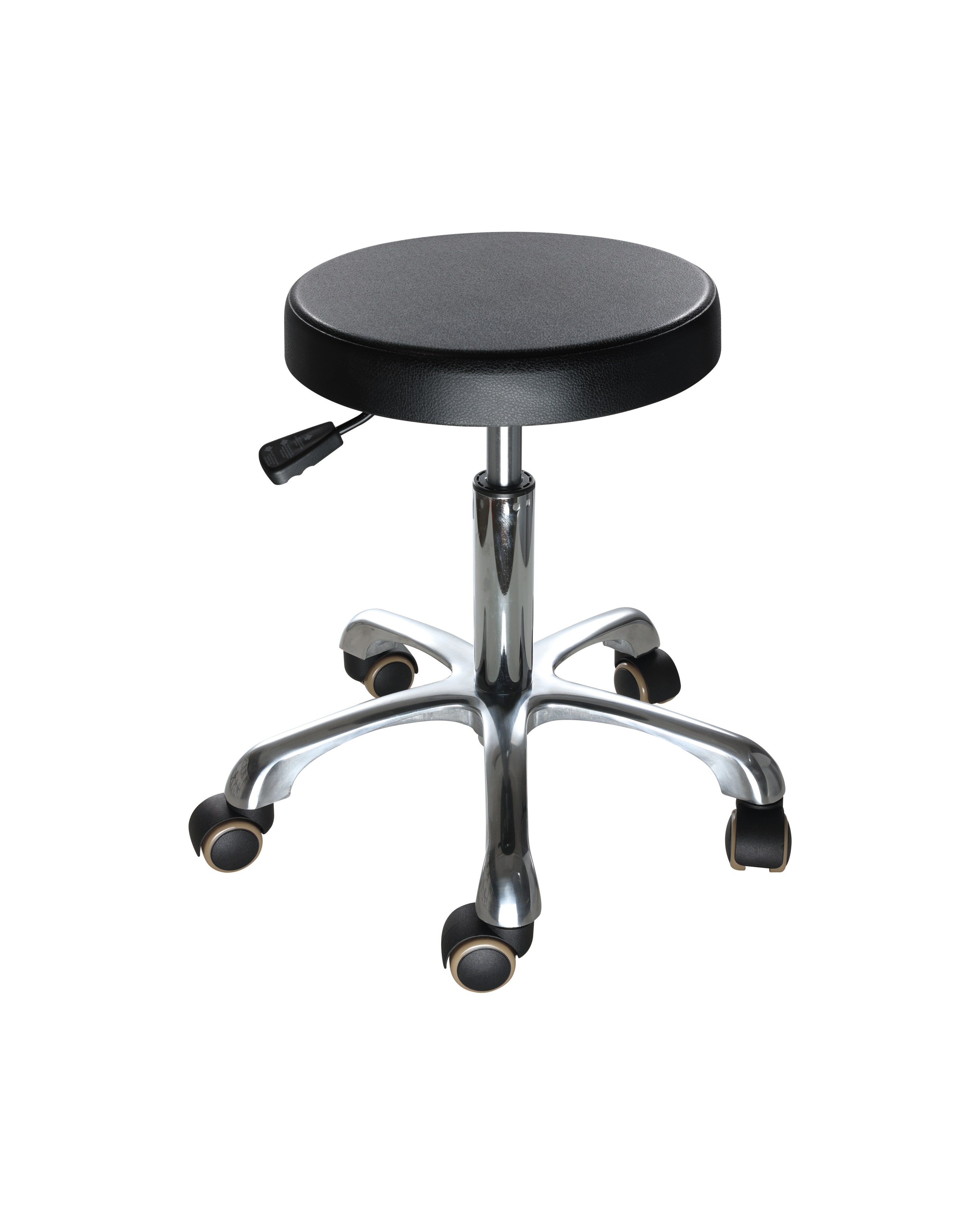 Industrial Polyurethane with Chrome Foot Ring Adjustable and Casters Laboratory Stool