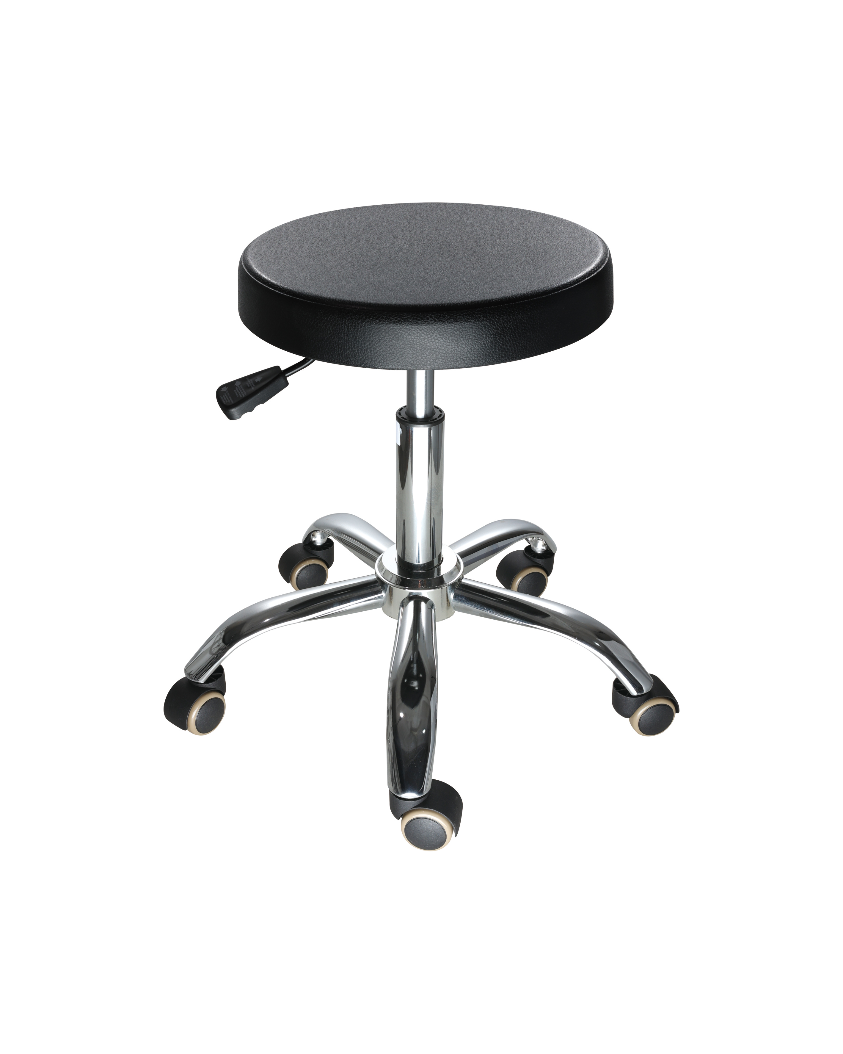 Industrial Polyurethane with Chrome Foot Ring Adjustable and Casters Laboratory Stool