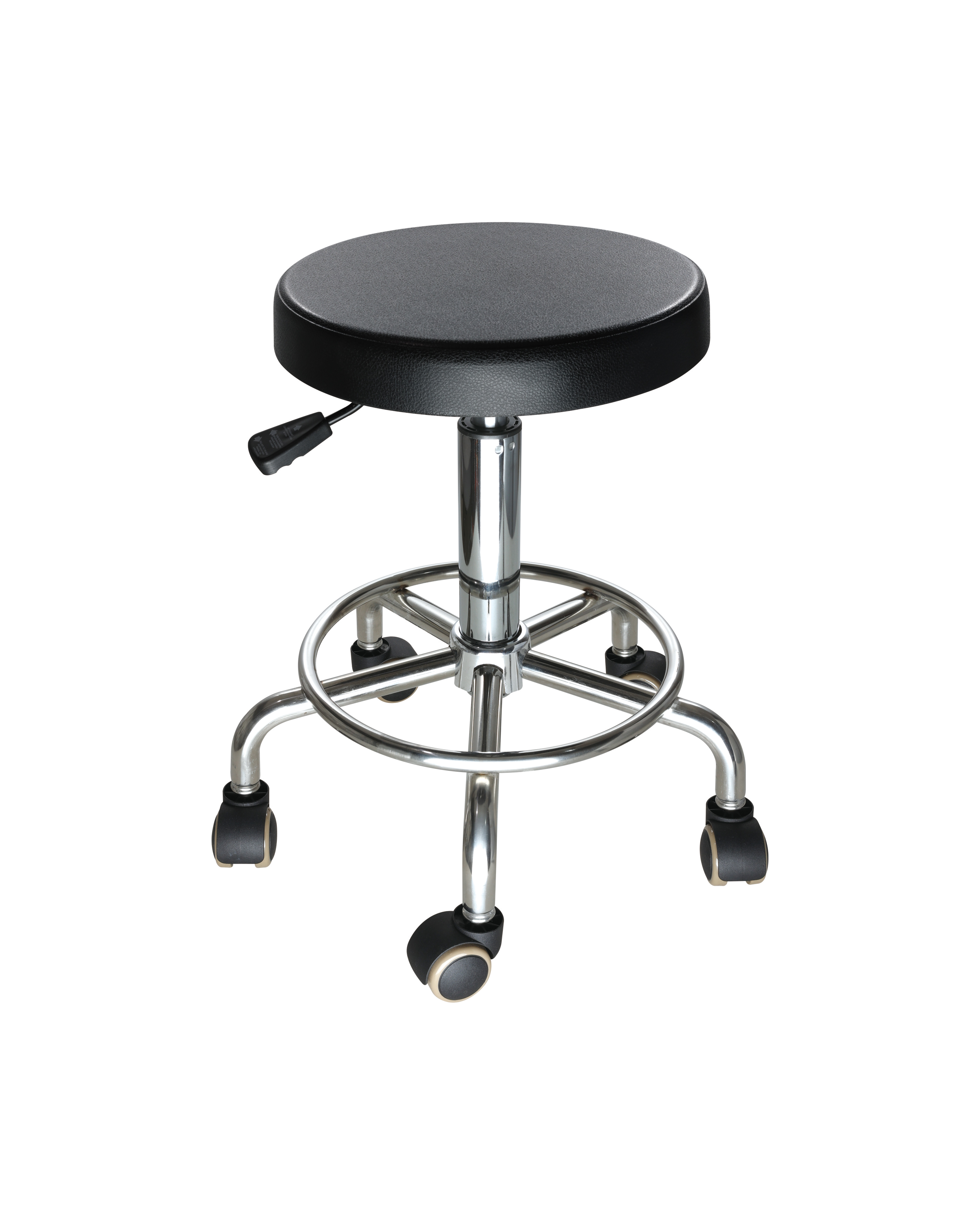 Industrial Polyurethane with Chrome Foot Ring Adjustable and Casters Lab Seating