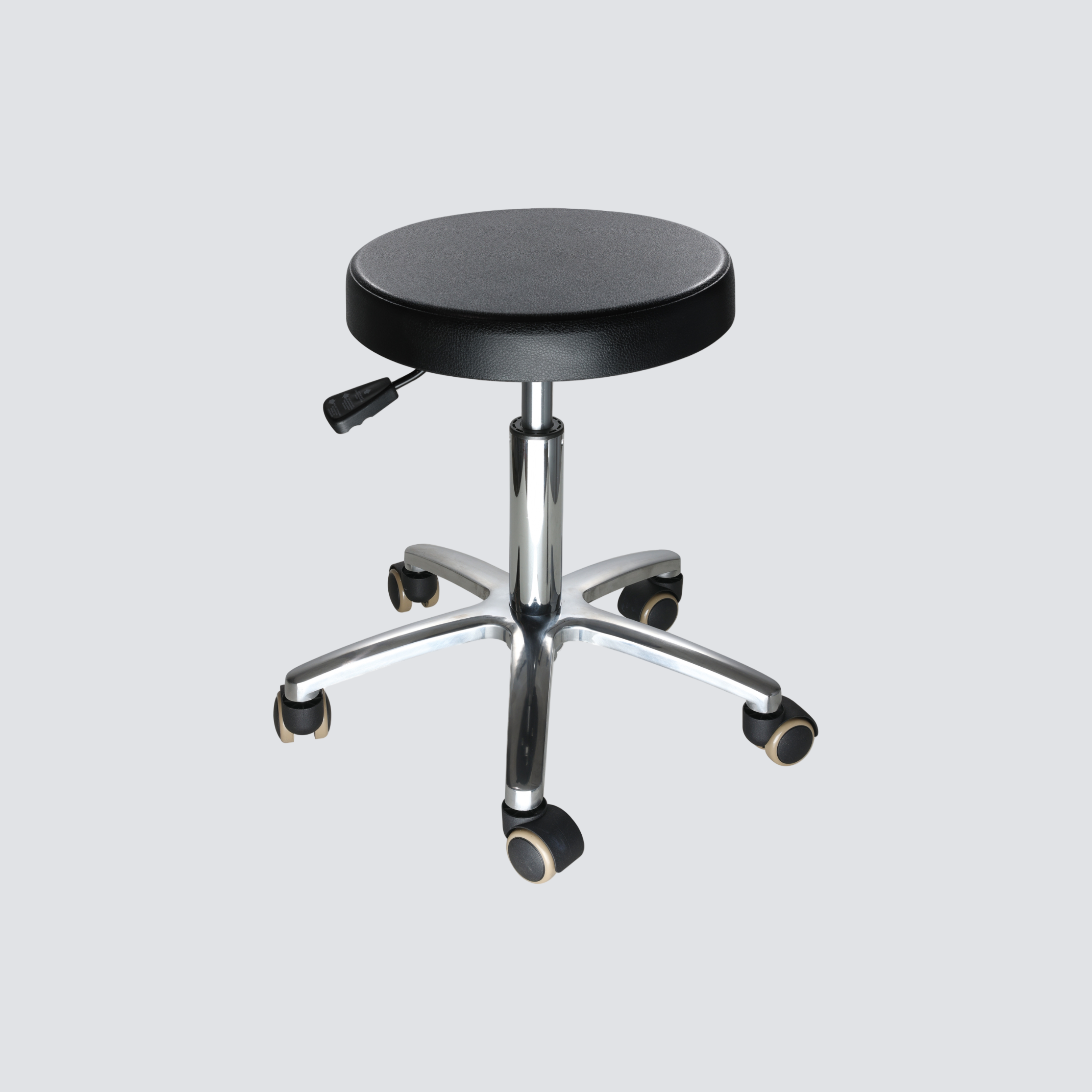 Industrial Polyurethane Chrome Foot Ring and Casters with Adjustable Laboratory Stool
