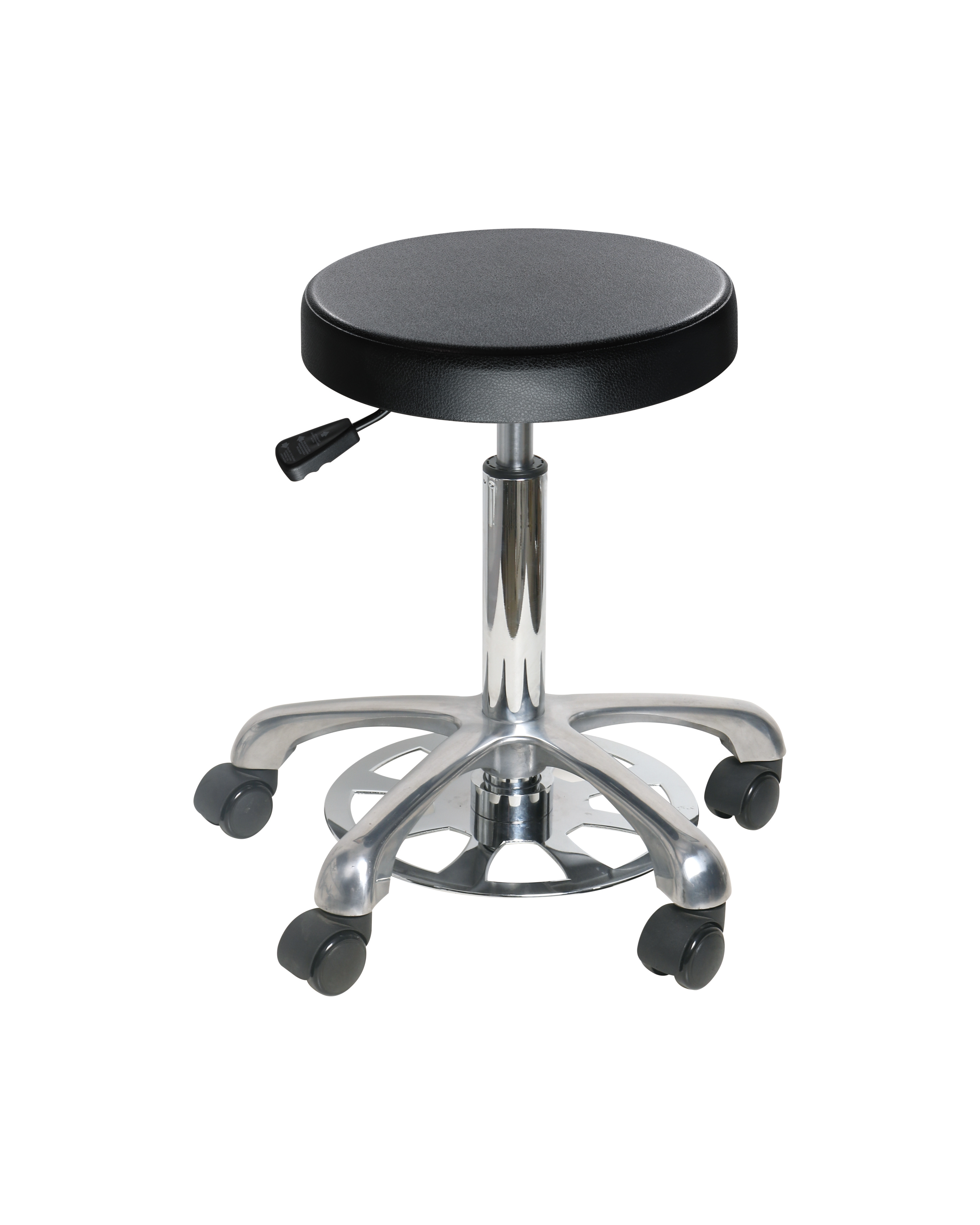 Industrial Polyurethane Casters Adjustable and Chrome Foot Ring with Laboratory Chair