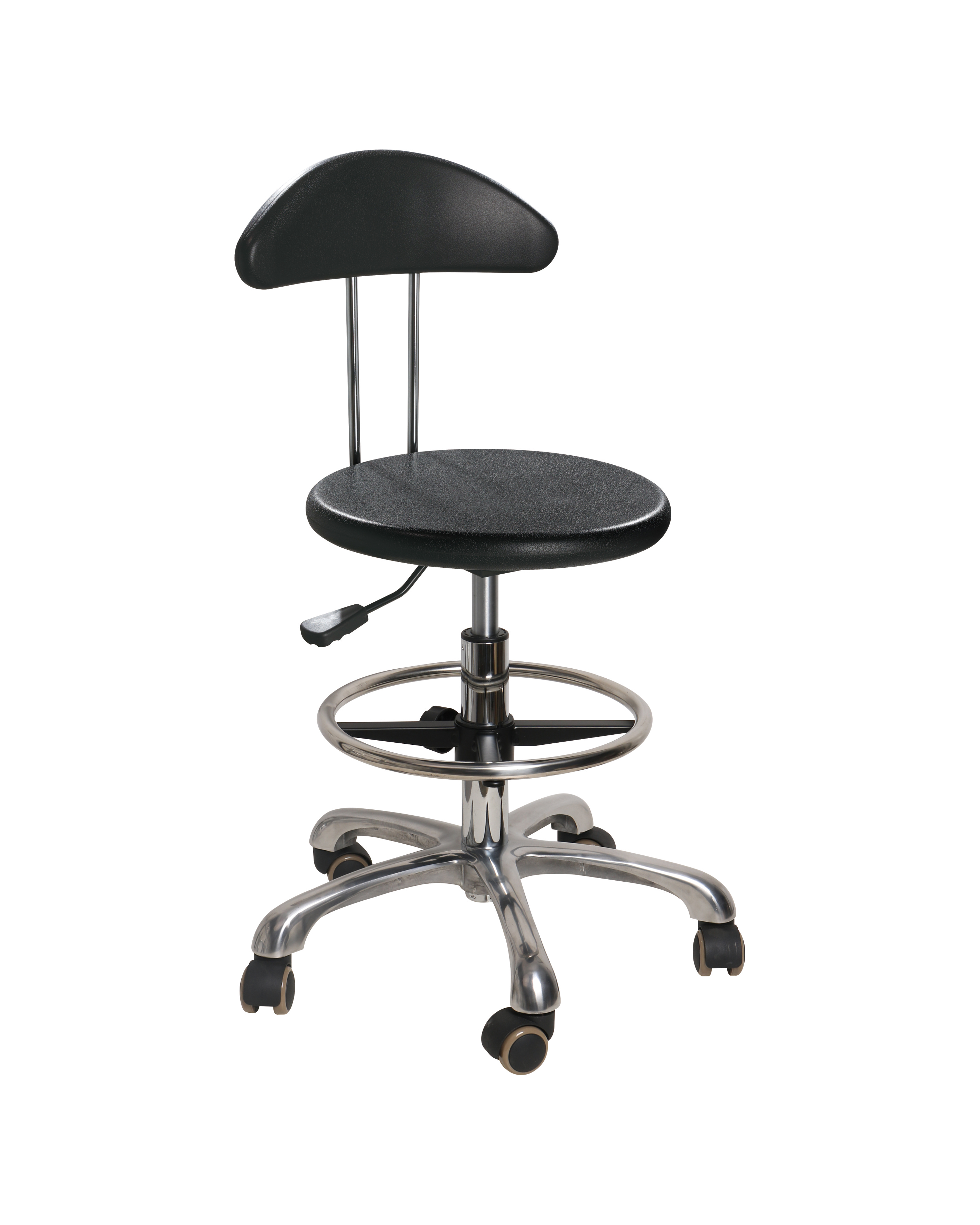 Industrial Polyurethane Casters Adjustable and Chrome Foot Ring with Lab Seating