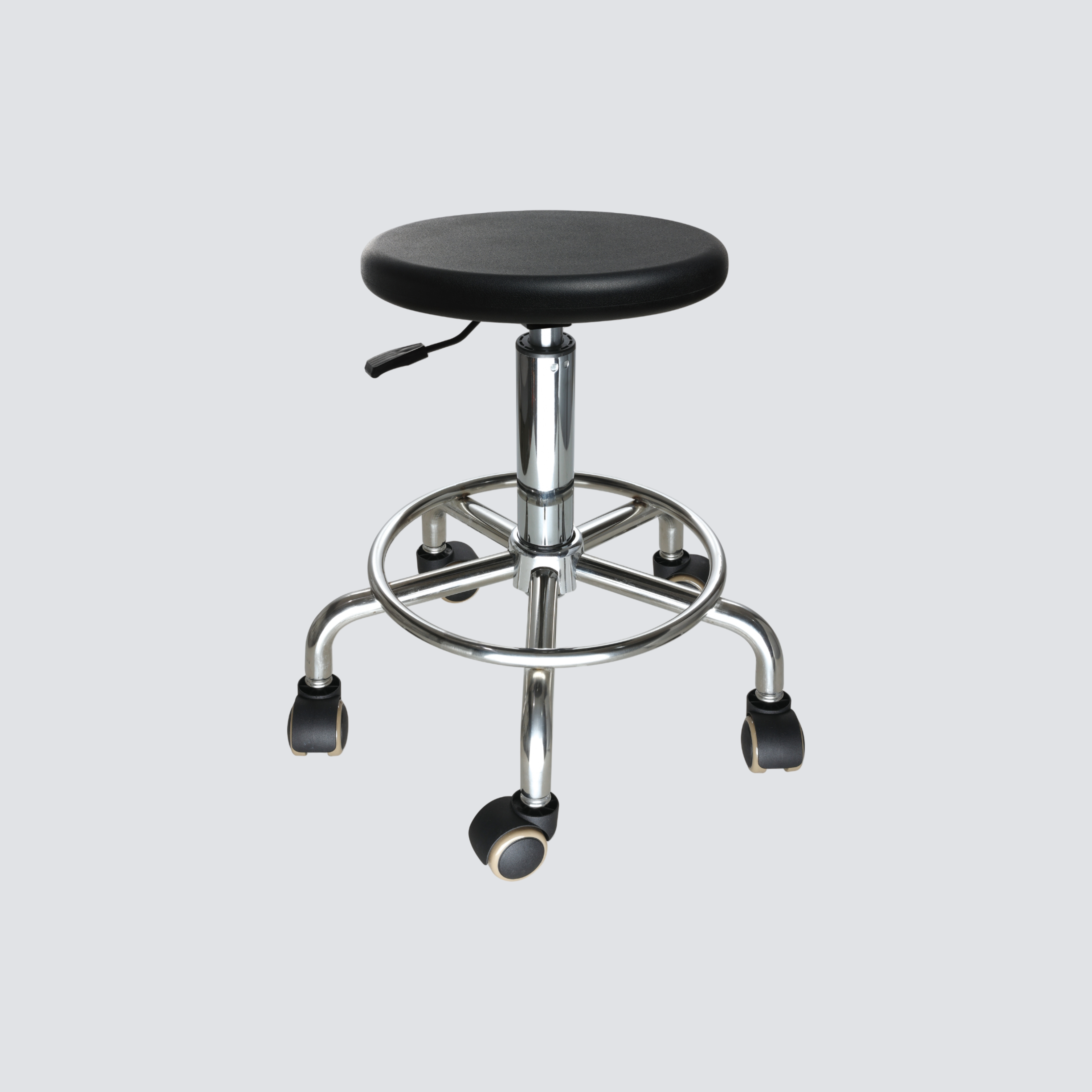 Industrial Polyurethane with Chrome Foot Ring Adjustable Casters Laboratory Chair