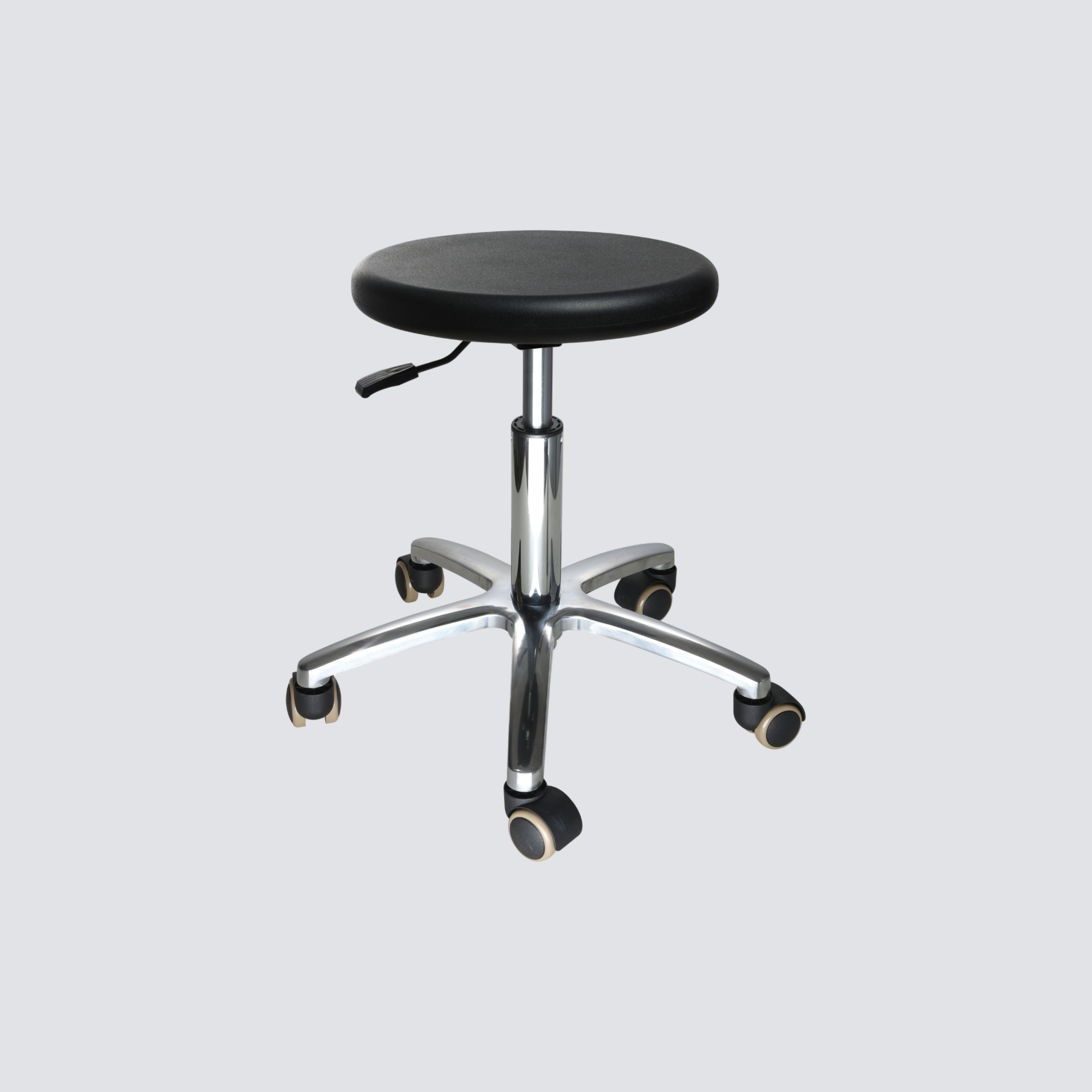 Industrial Polyurethane Casters and Chrome Foot Ring with Adjustable Laboratory Stool