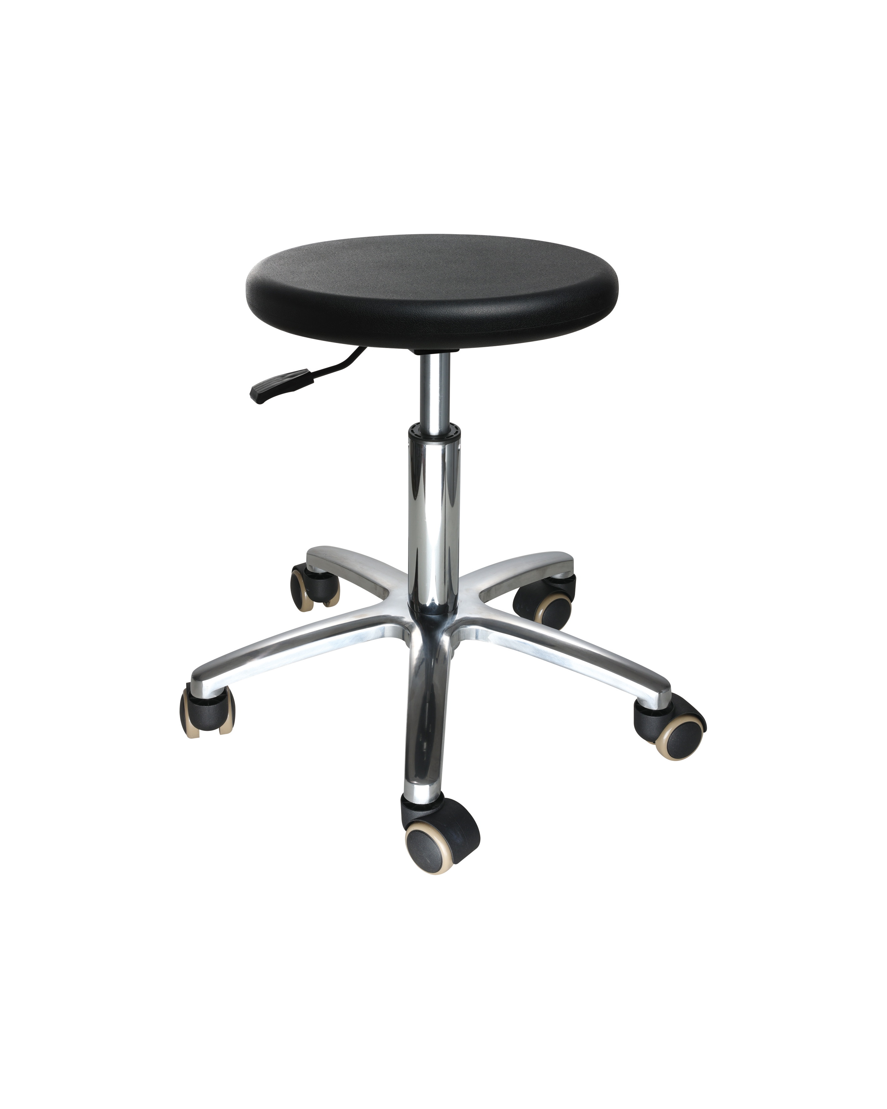 Industrial Lab Chair with Polyurethane Seat and Rolling Casters