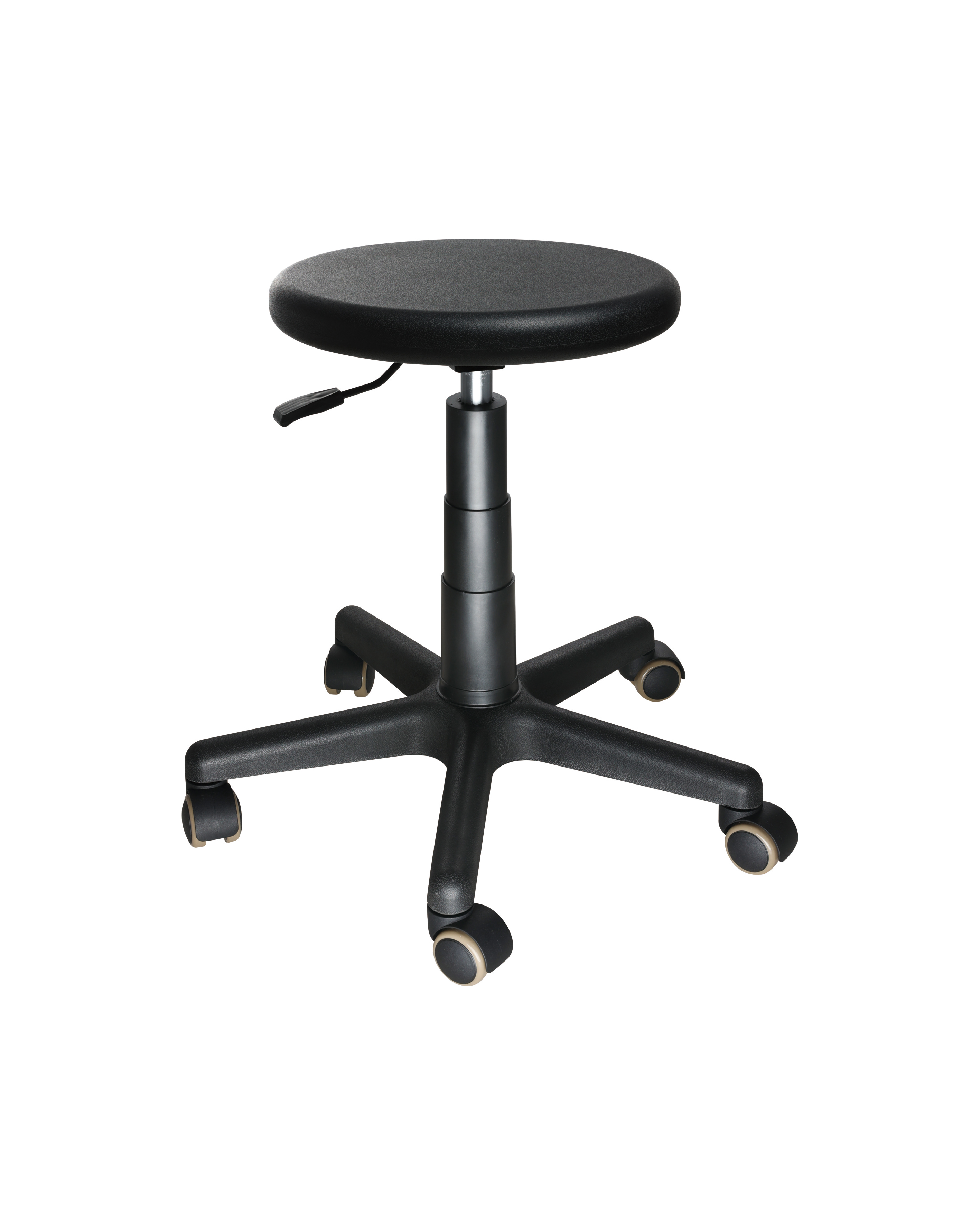 Industrial Lab Chair with Polyurethane Seat and Rolling Casters