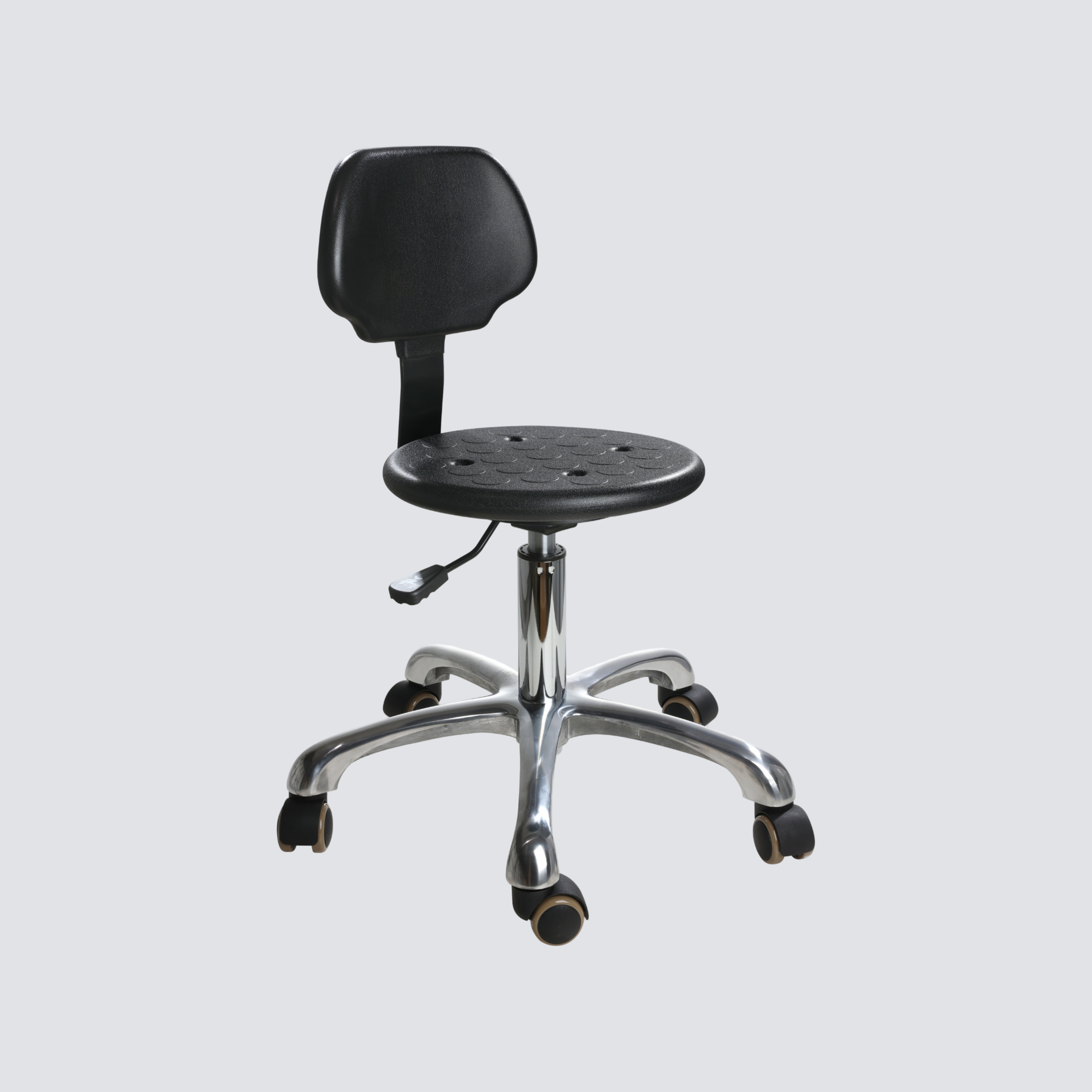 Industrial PU Ergonomic Adjustable Chrome Foot Ring Lab Seating