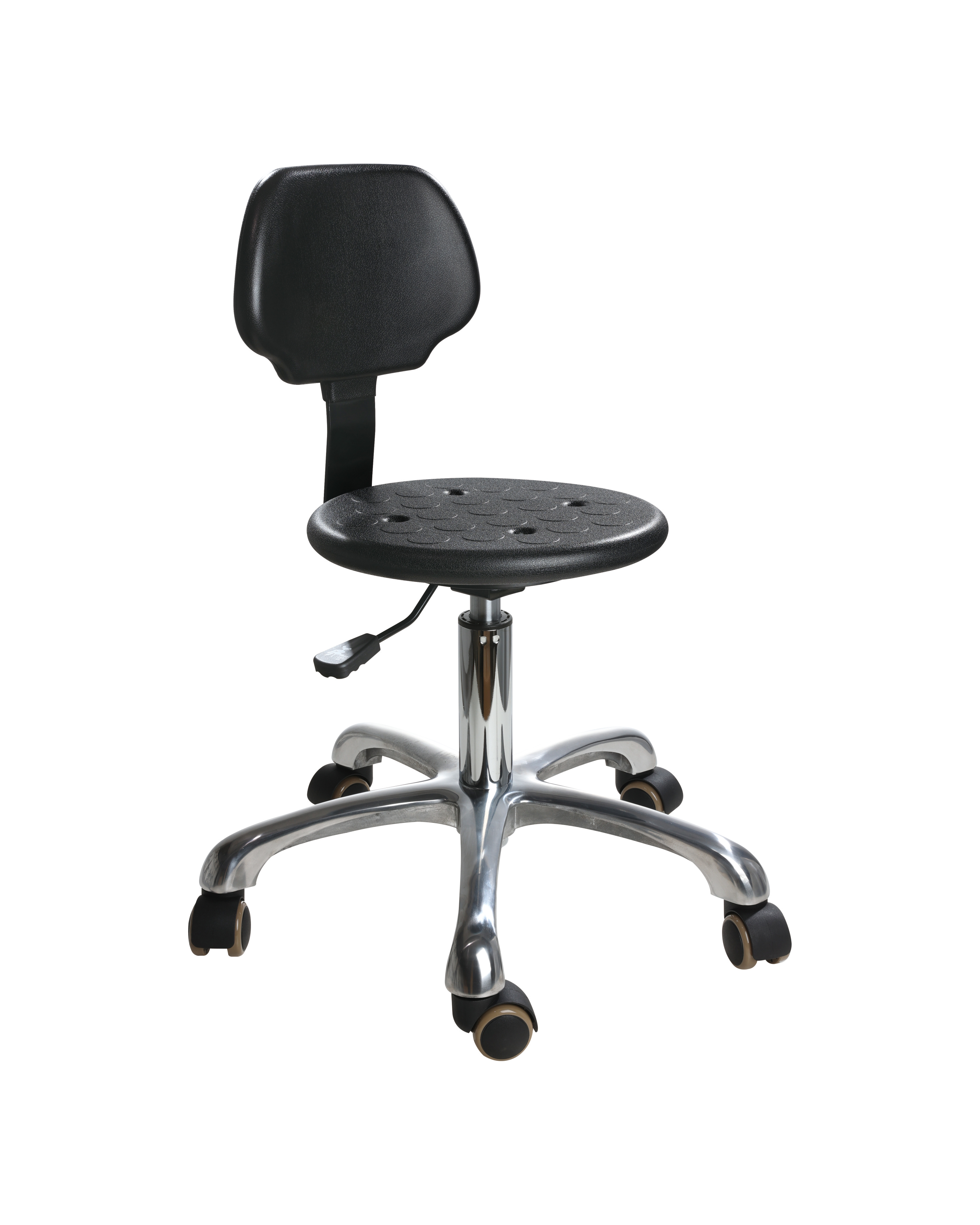 Industrial Polyurethane with Casters and Chrome Foot Ring Adjustable Lab Seating