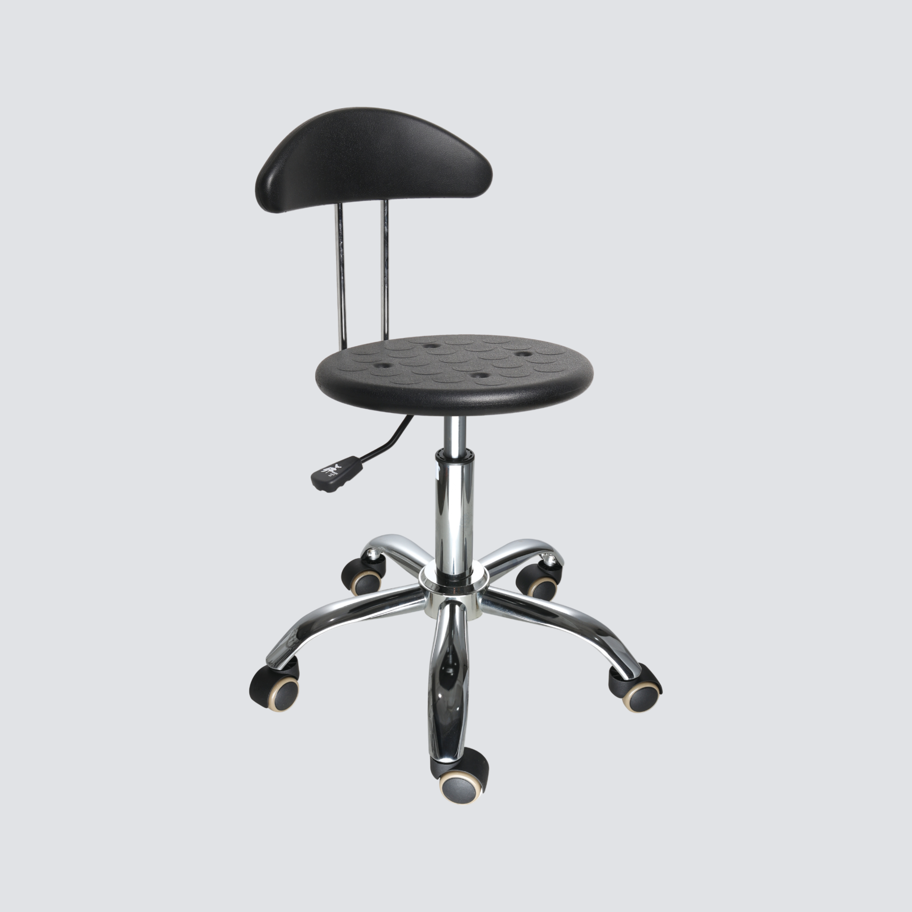 Industrial PU Durable Chrome Foot Ring Adjustable Laboratory Stool