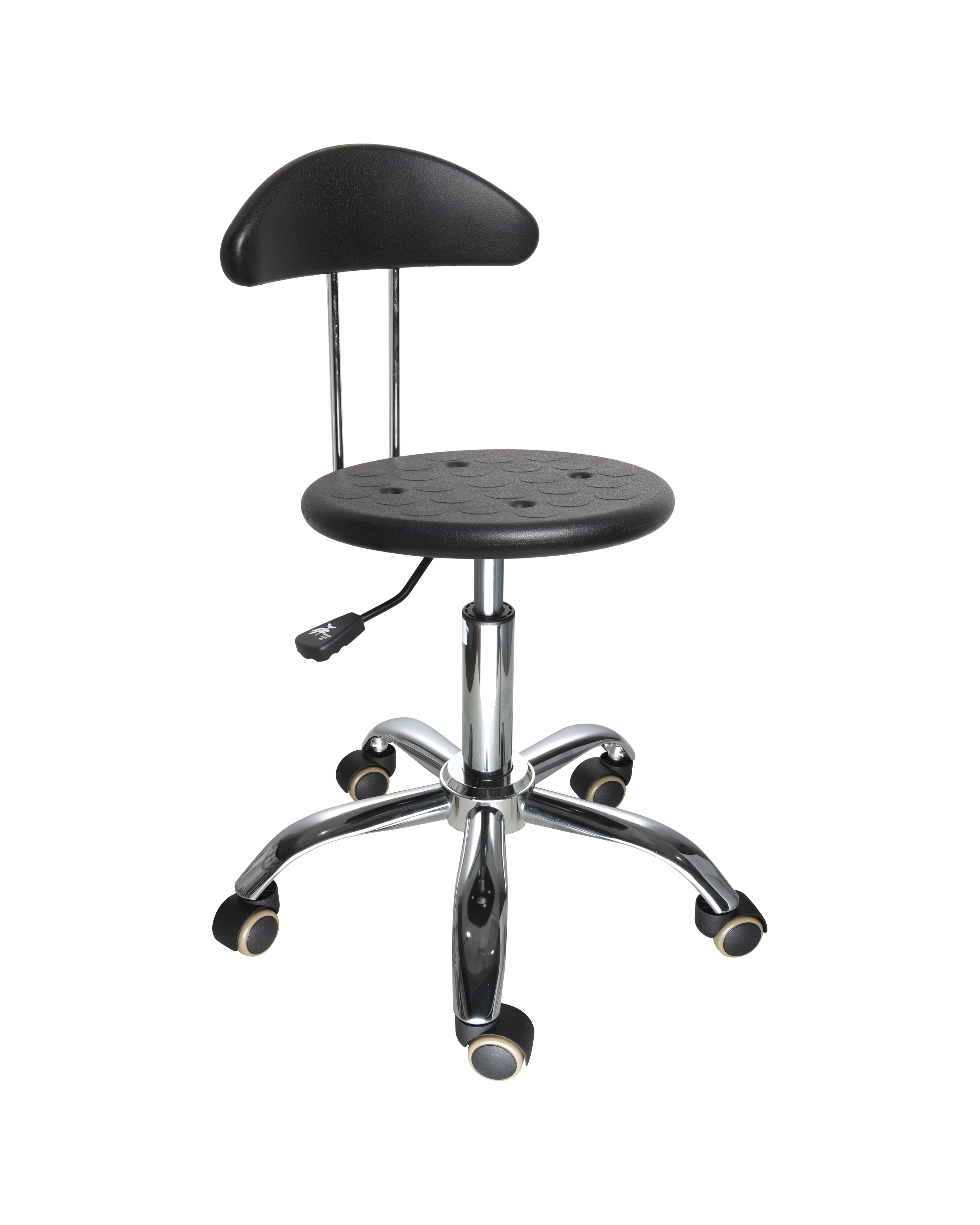 Industrial Polyurethane Adjustable with Chrome Foot Ring and Casters Laboratory Chair