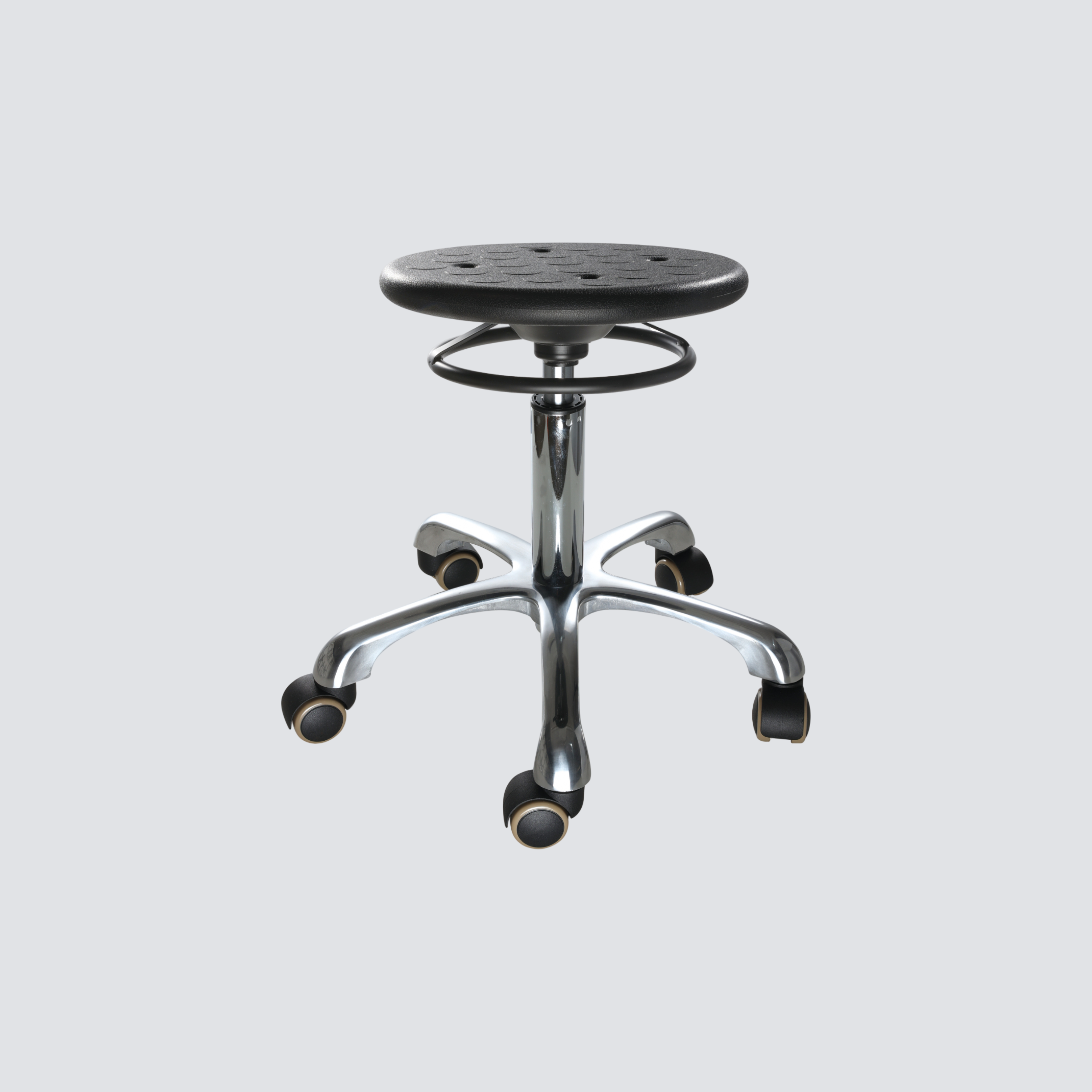 Industrial Polyurethane Chrome Foot Ring Casters Adjustable Laboratory Chair