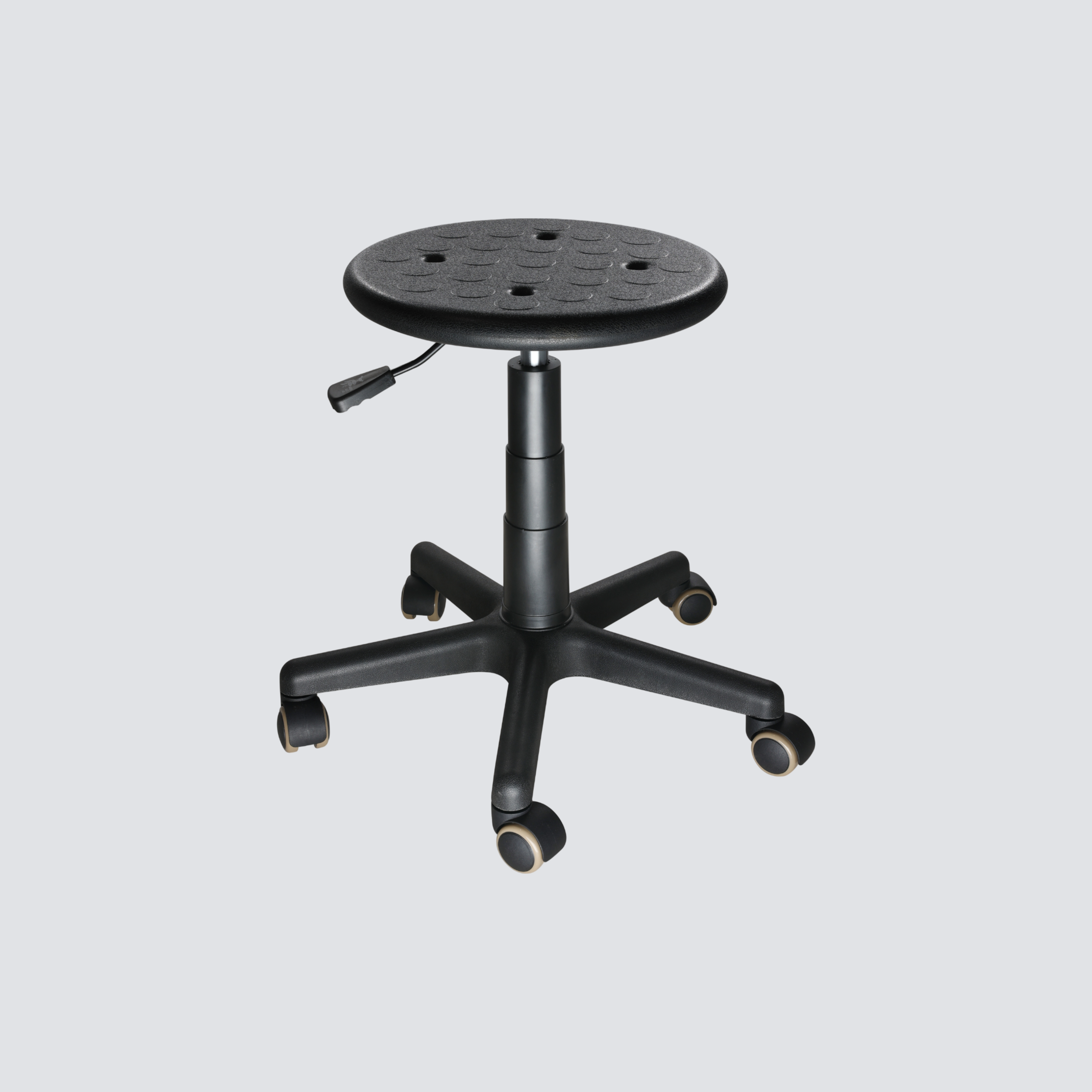 Industrial Polyurethane with Chrome Foot Ring Adjustable Casters Laboratory Stool