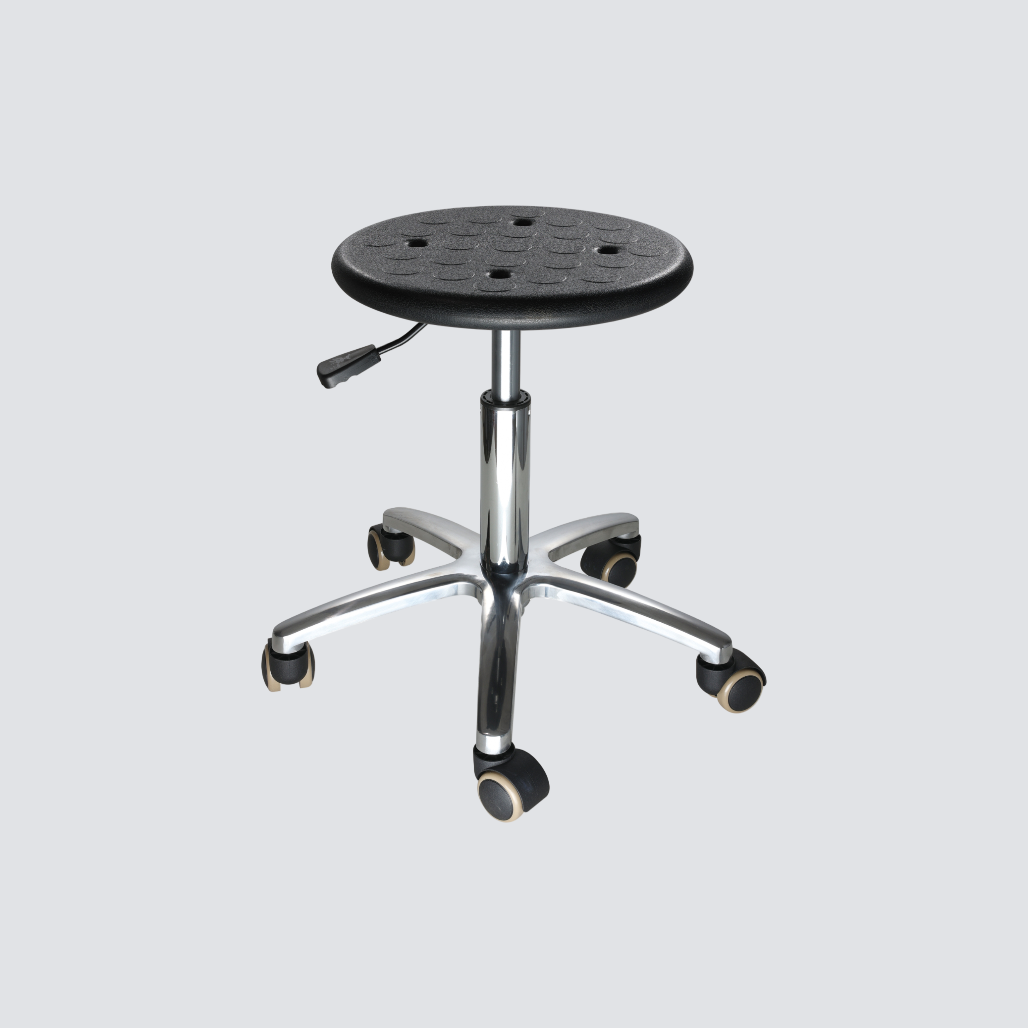 Industrial Polyurethane Chrome Foot Ring and Casters with Adjustable Laboratory Chair