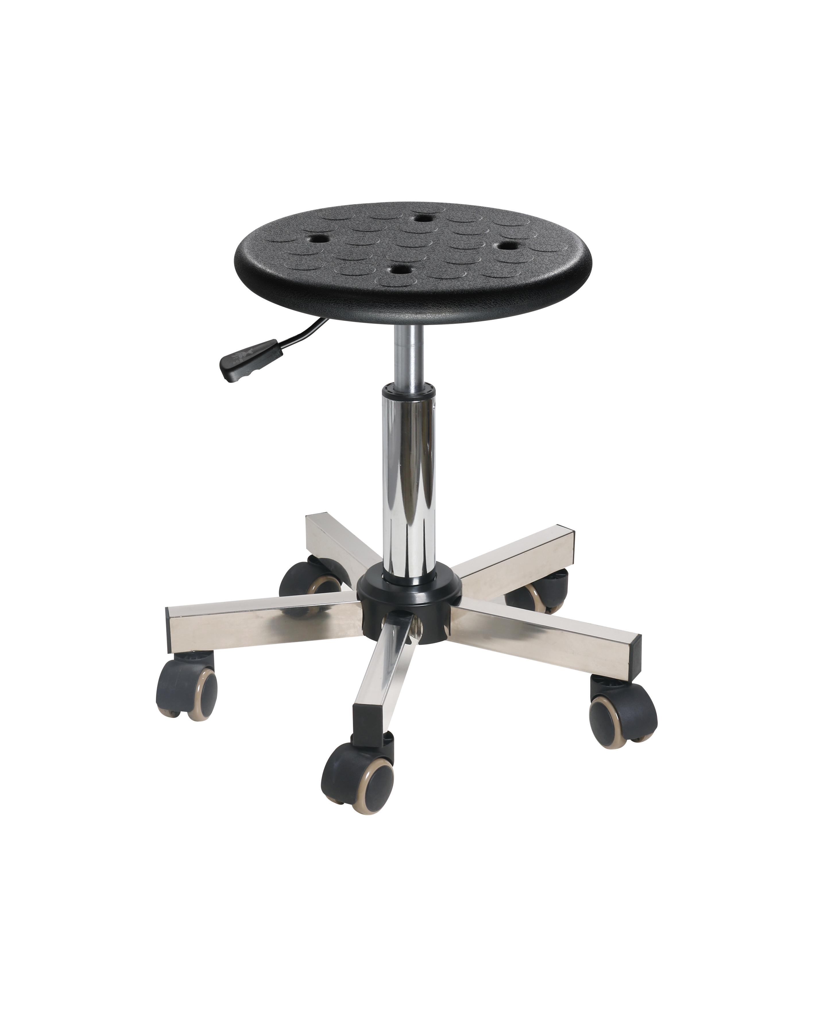 Industrial Laboratory Polyurethane Chair with Casters and Foot Ring