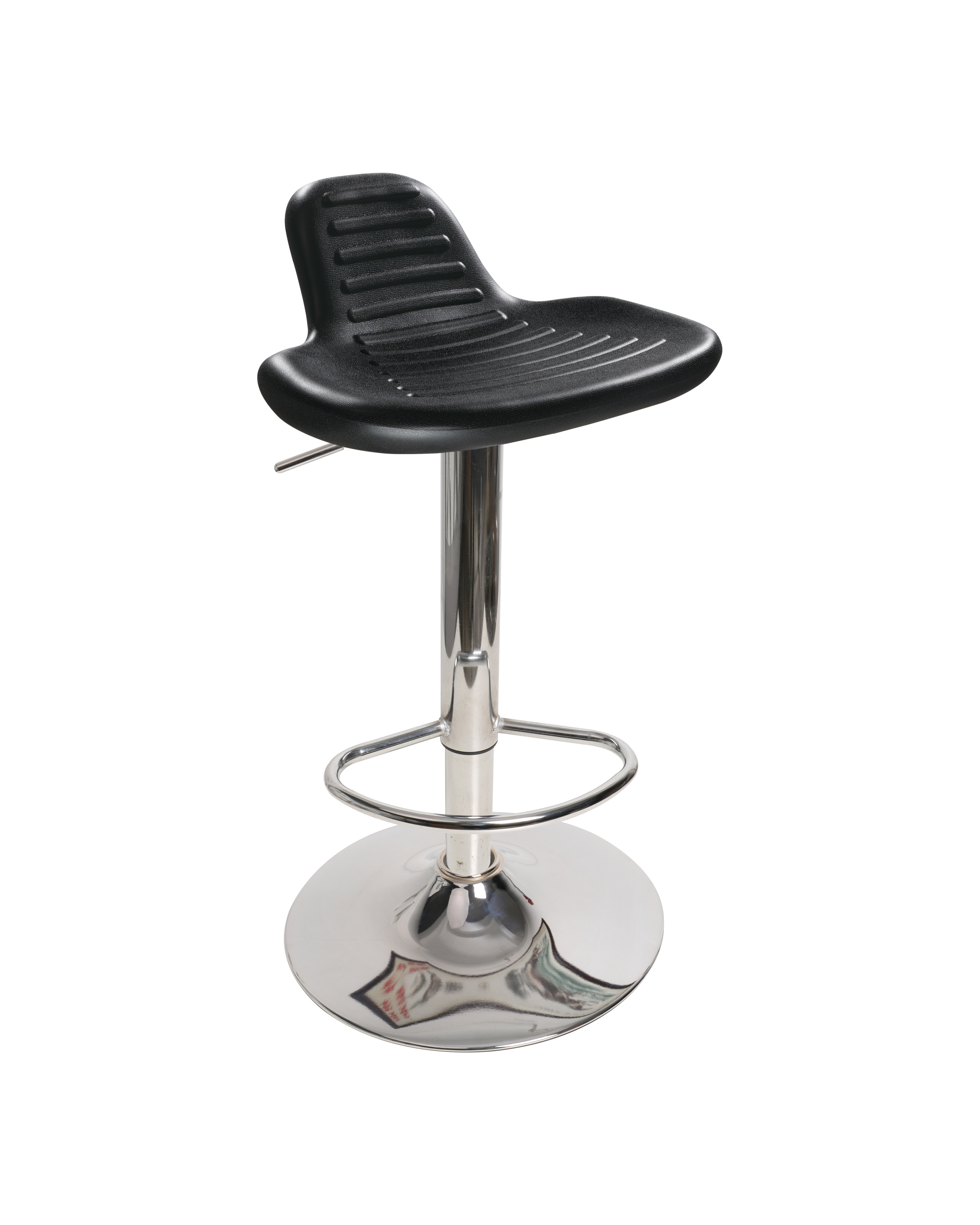 PU Industrial Adjustable Work Seating with Chrome Foot Ring and Rolling Casters Laboratory Chair