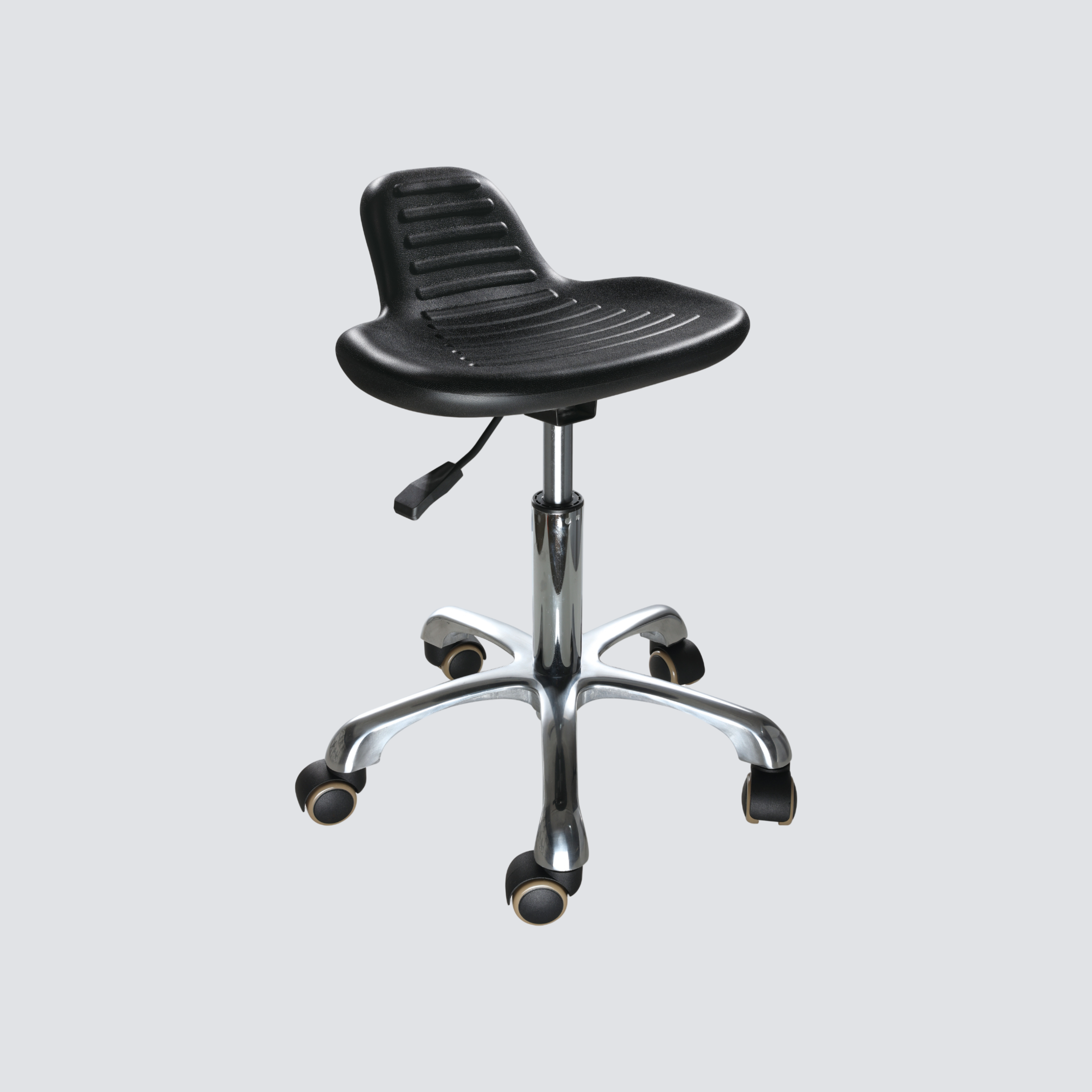 Industrial PU Adjustable Height Rolling Lab Seating
