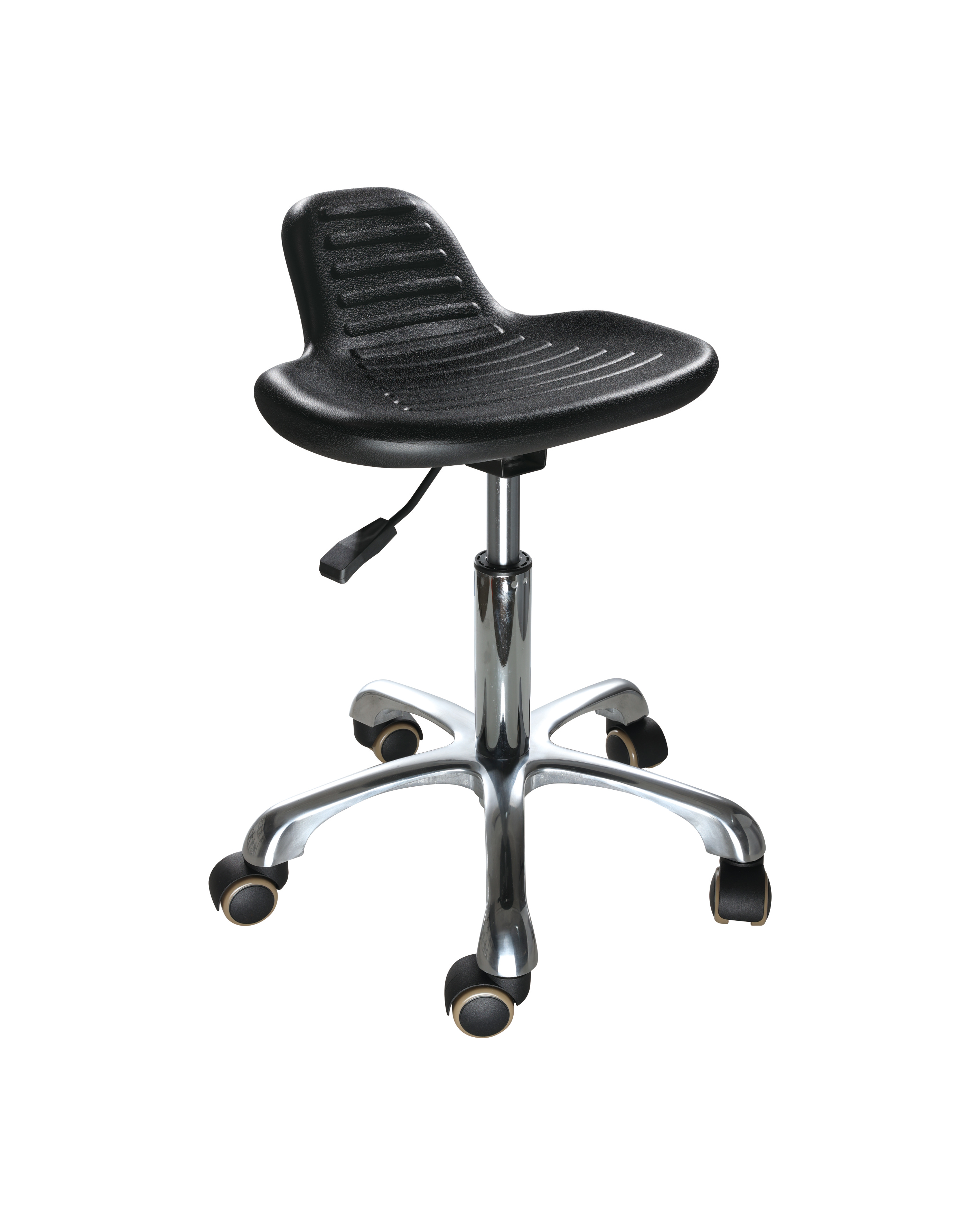 industrial-polyurethane-operator-chair-chrome-foot-ring-casters-adjustable-laboratory-chair