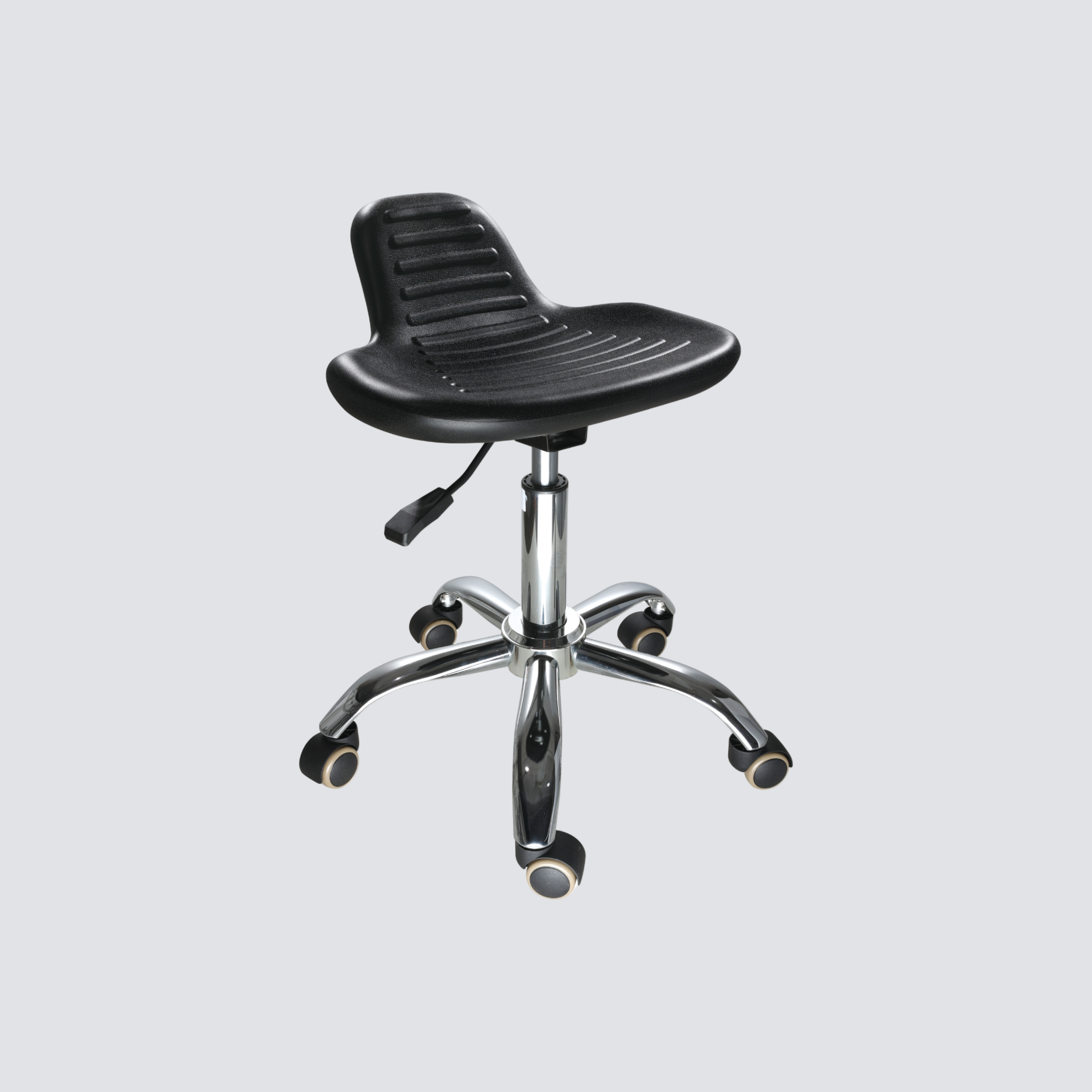 Industrial Polyurethane Adjustable Laboratory Stool Chrome Foot Ring Casters