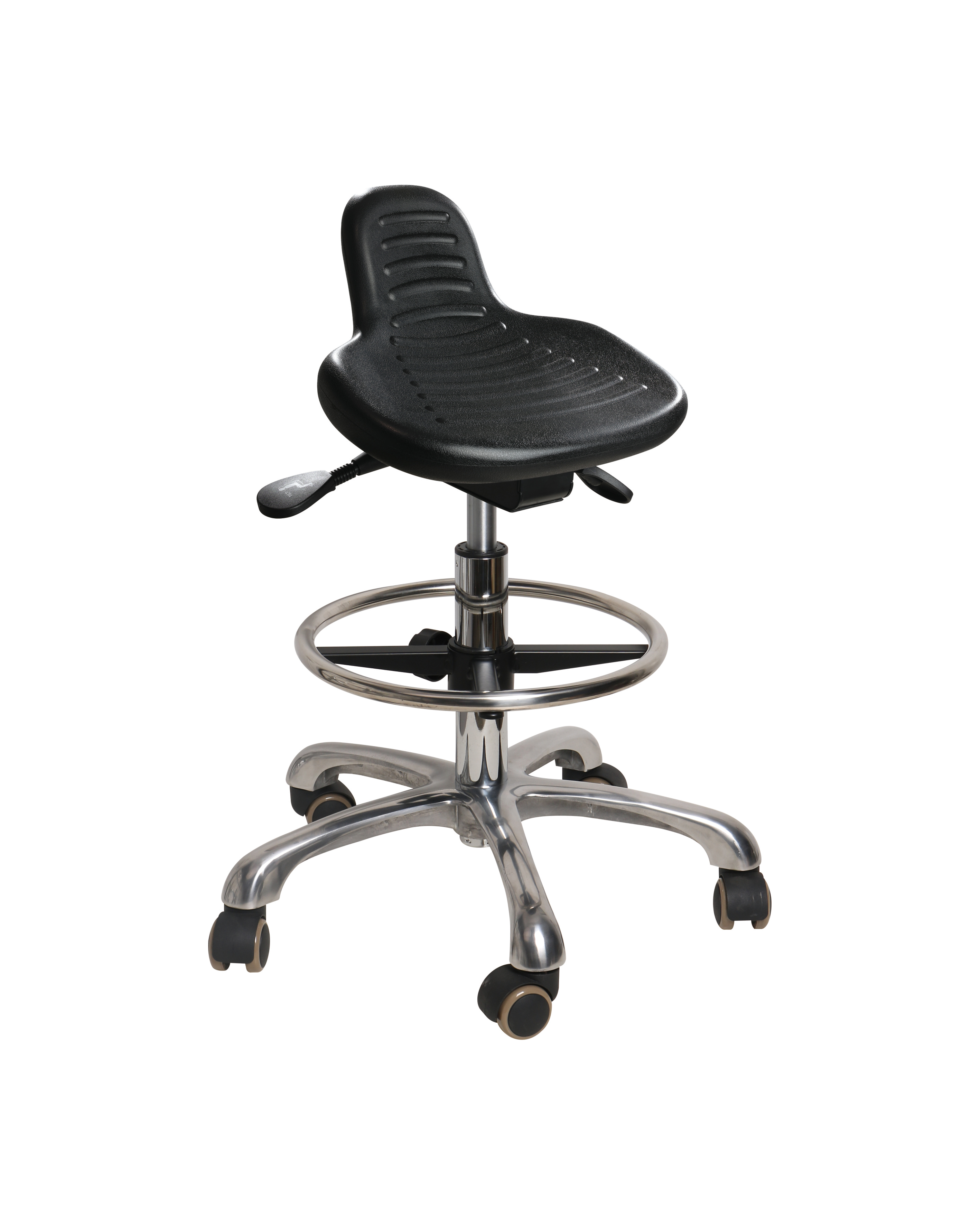 Adjustable Polyurethane Industrial Chair with Foot Ring and Casters Laboratory Chair