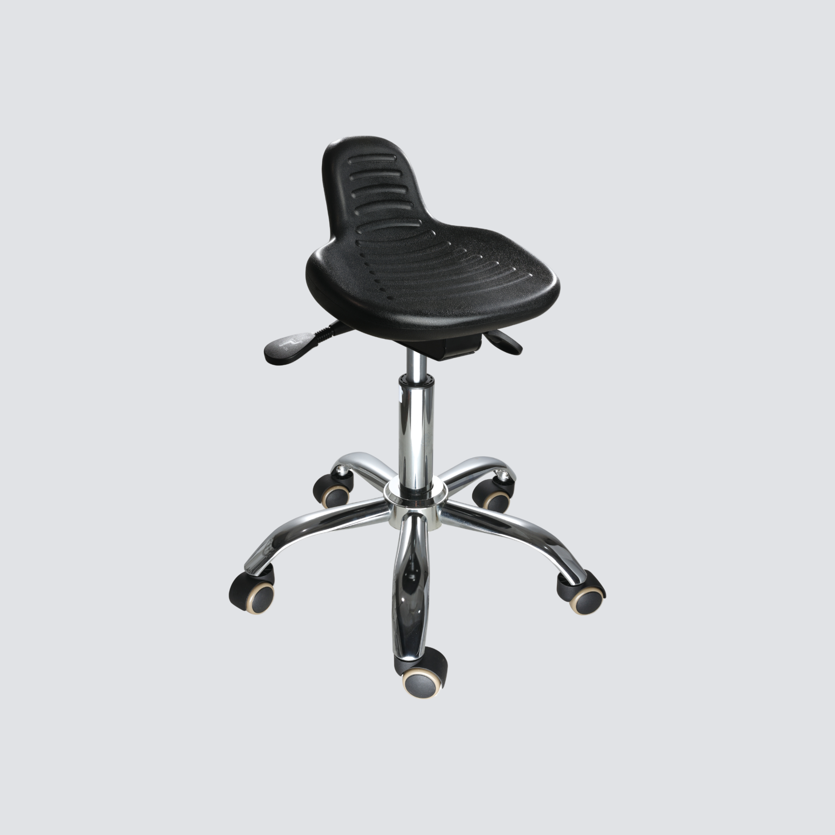 Industrial Polyurethane Adjustable Laboratory Chair Chrome Foot Ring Casters