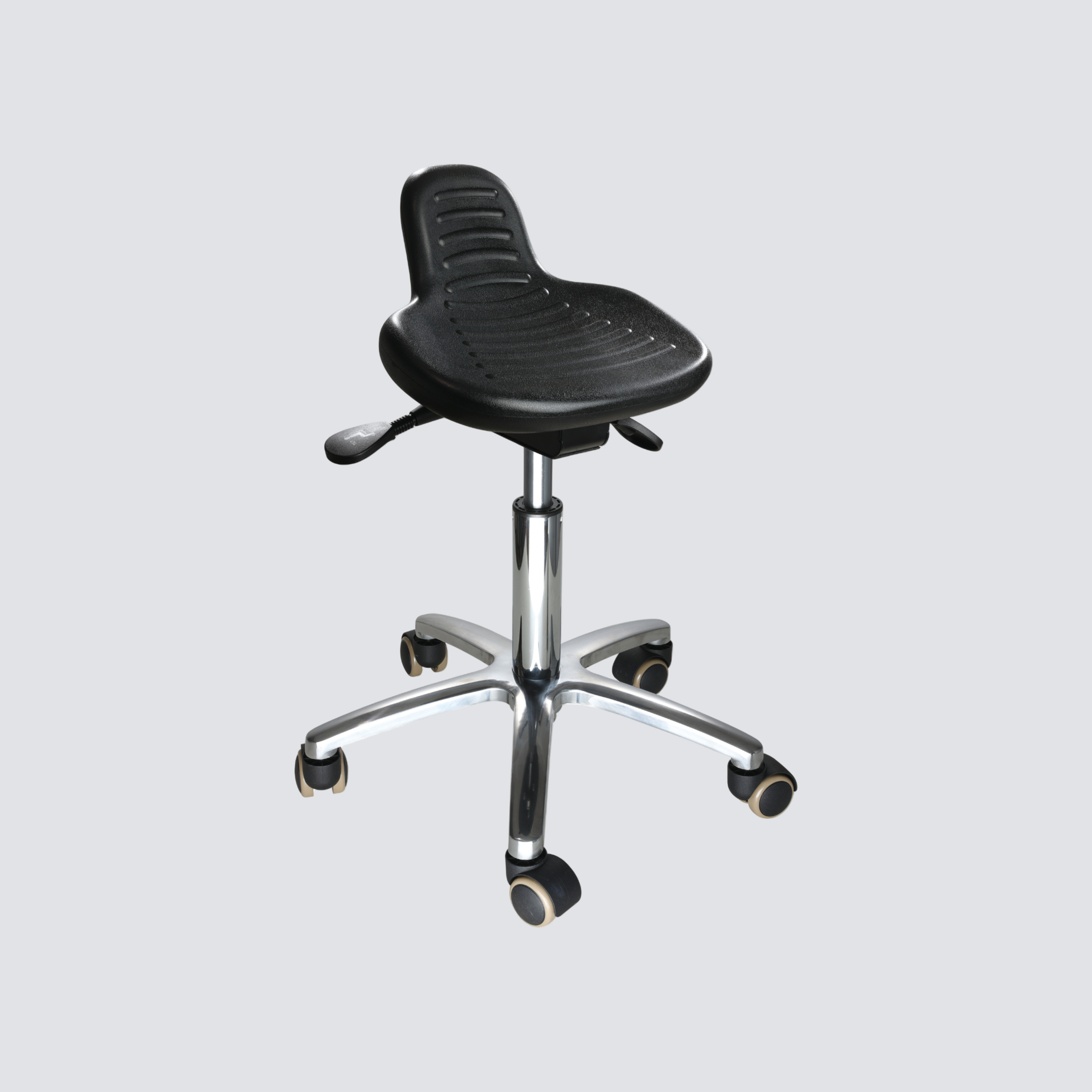 Industrial Polyurethane Casters and Chrome Foot Ring with Adjustable Lab Seating