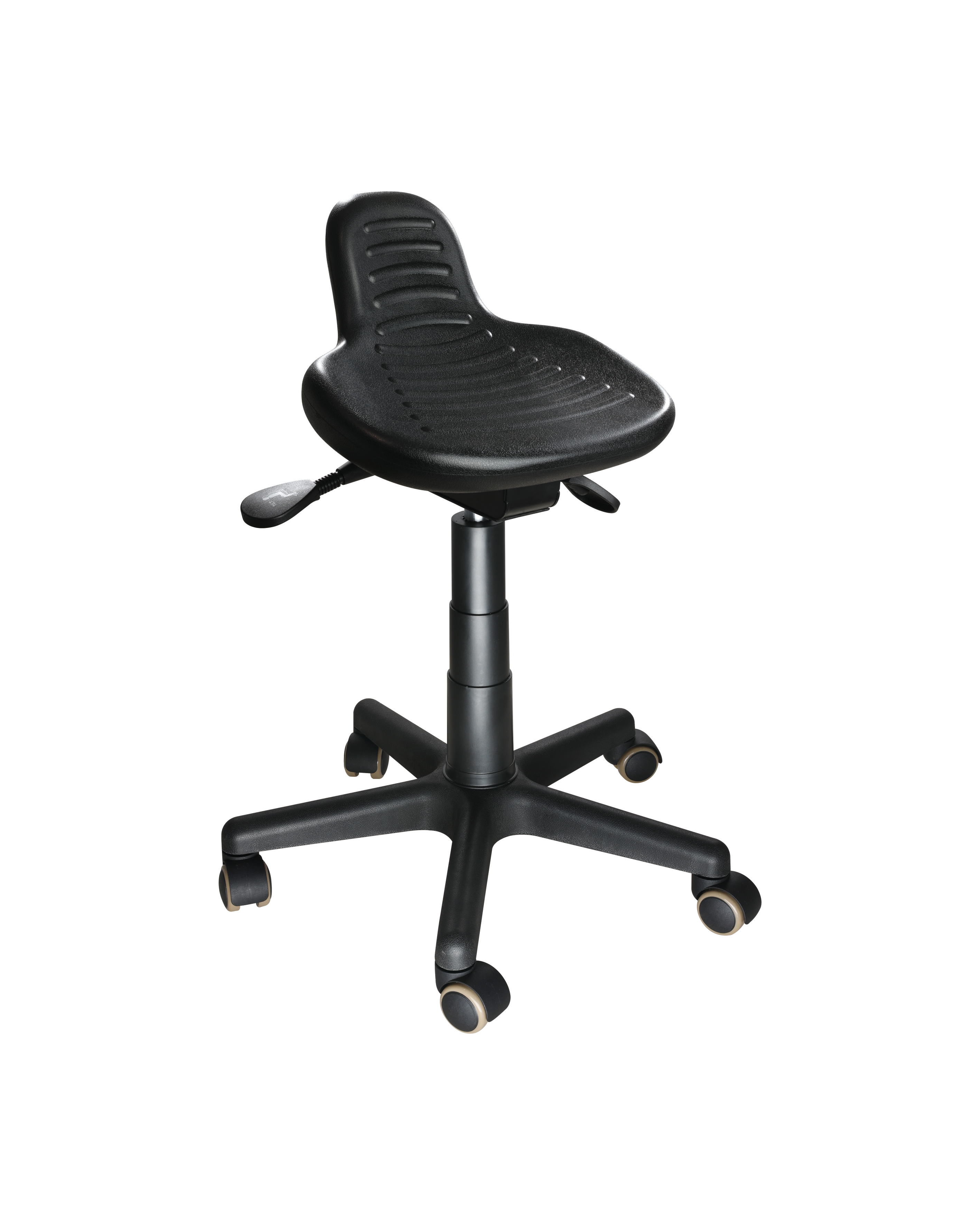 Adjustable PU Industrial Workstation Seating with Chrome Foot Ring and Casters Laboratory Chair