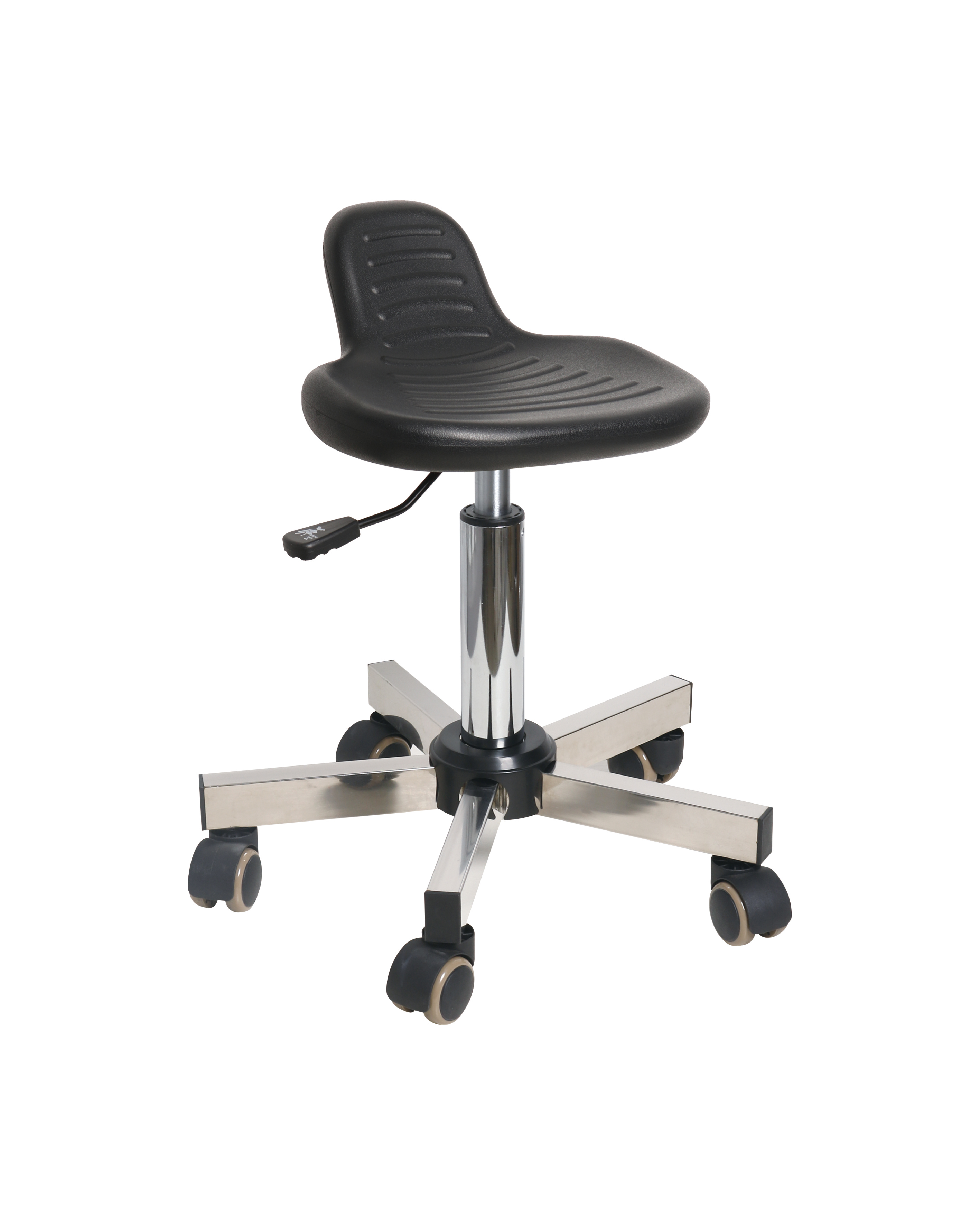 Industrial Polyurethane Support Seating with Chrome Foot Ring and Casters Adjustable Laboratory Chair