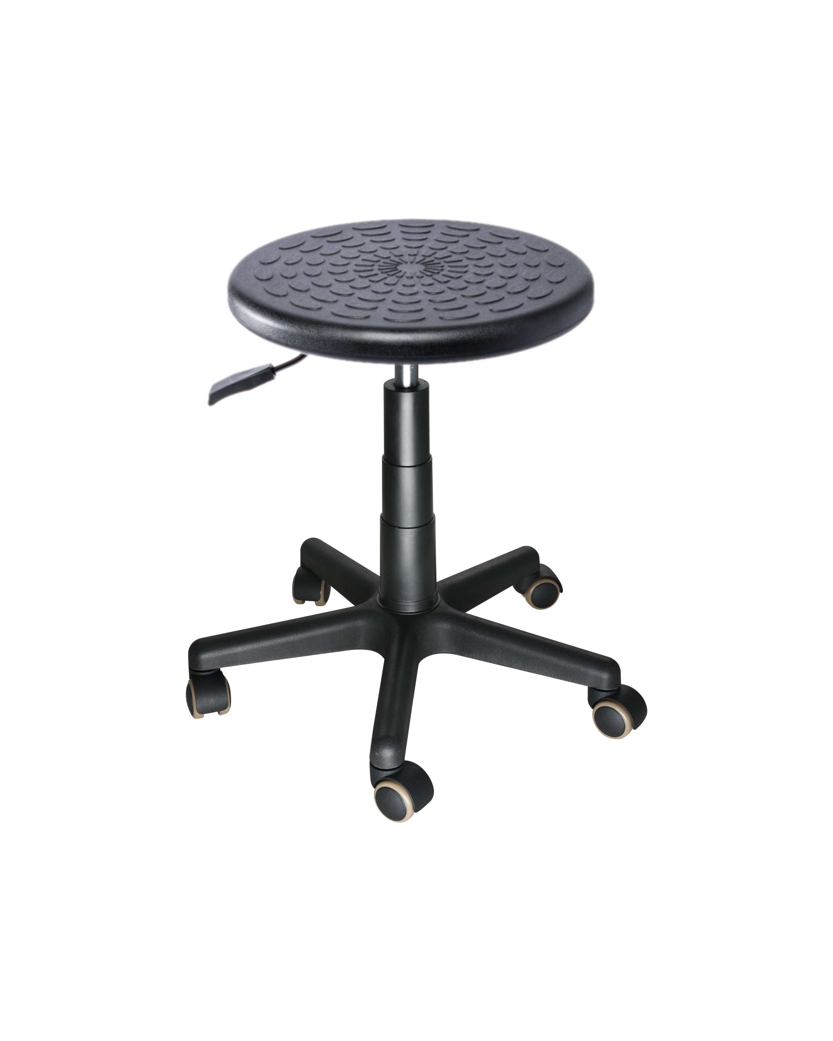 Industrial Polyurethane with Chrome Foot Ring Casters and Adjustable Laboratory Stool