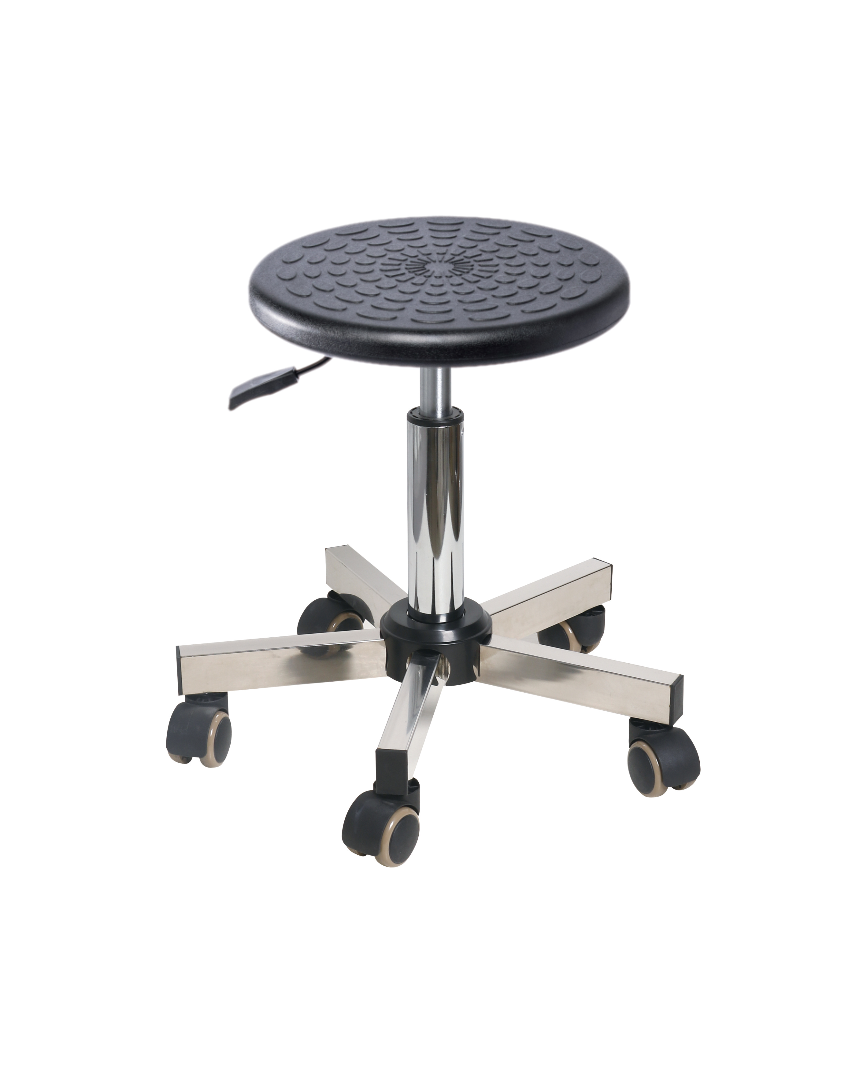 Industrial Grade PU Seating Stool with Adjustable Height Foot Ring and Casters Laboratory Chair