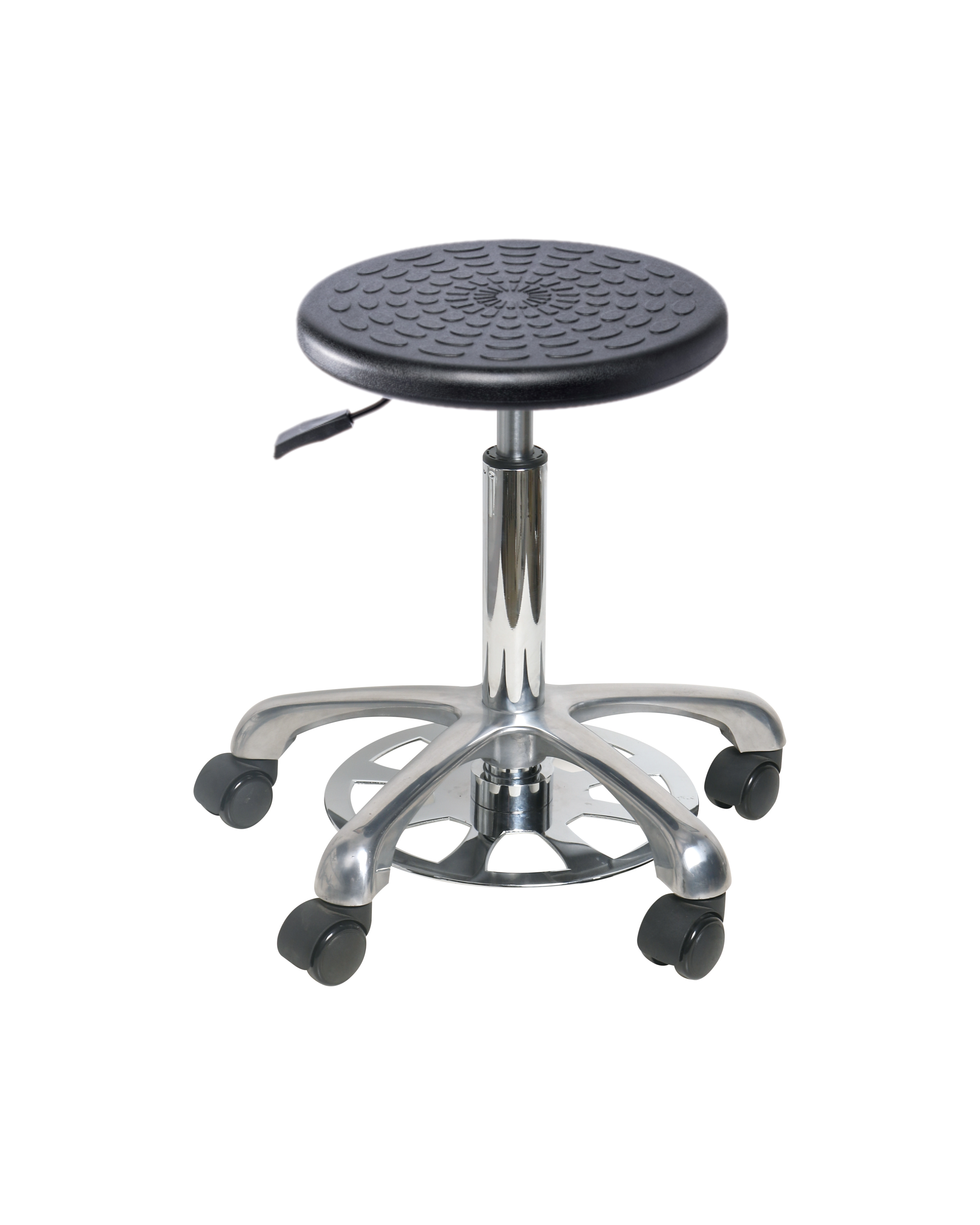 Industrial Grade PU Seating Stool with Adjustable Height Foot Ring and Casters Laboratory Chair