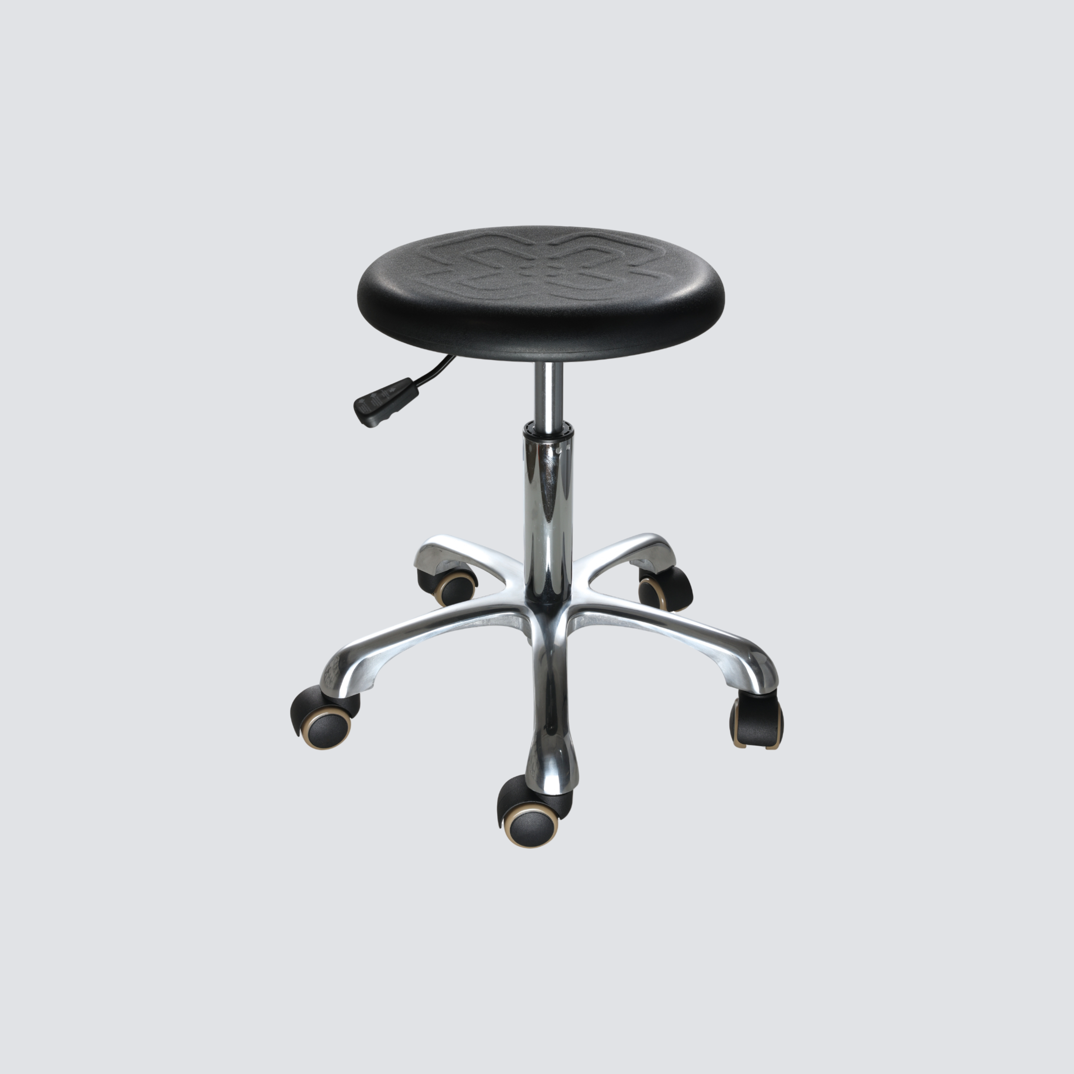 Industrial PU Adjustable Casters Chrome Base Laboratory Stool