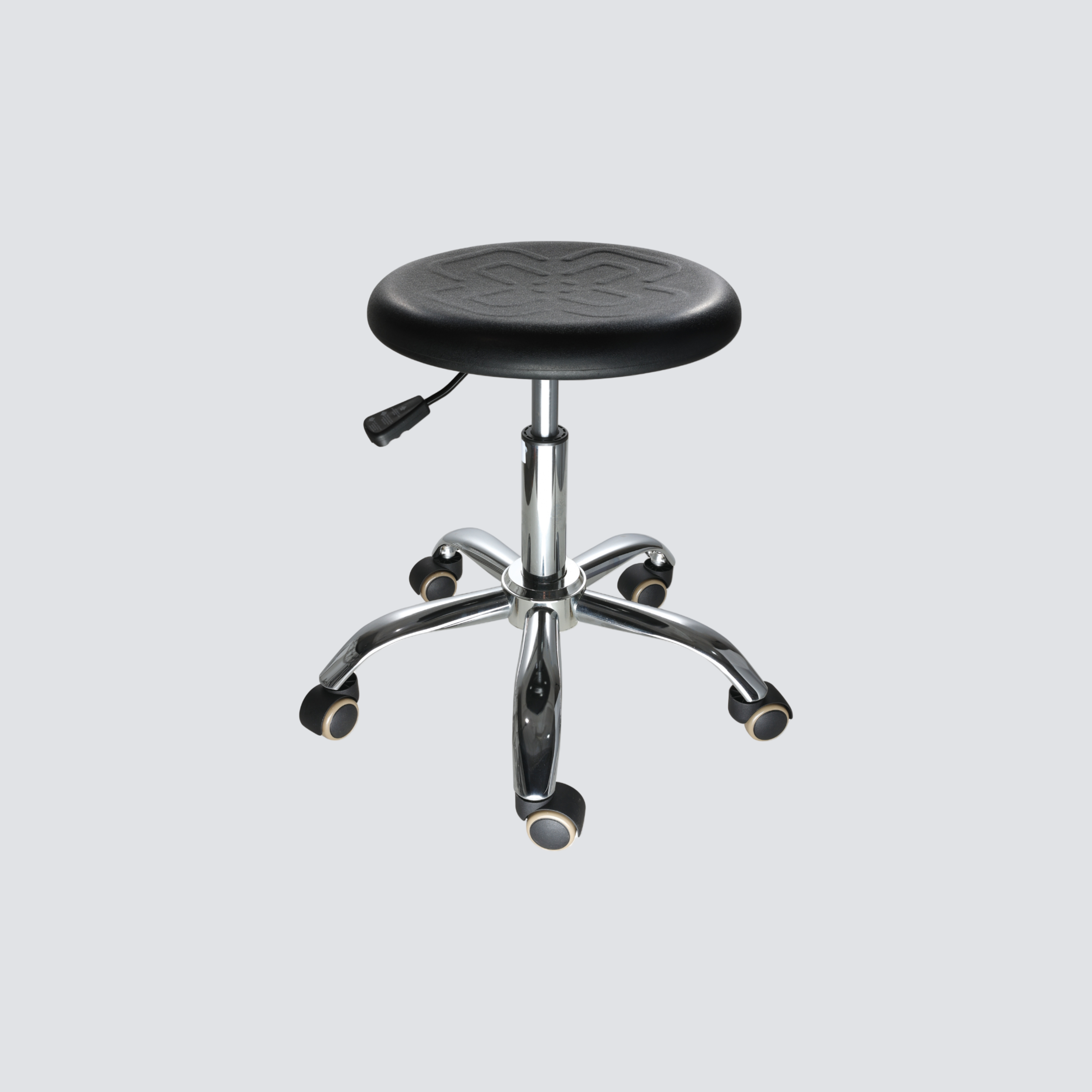 Industrial Polyurethane Laboratory Chair Adjustable Chrome Foot Ring Casters