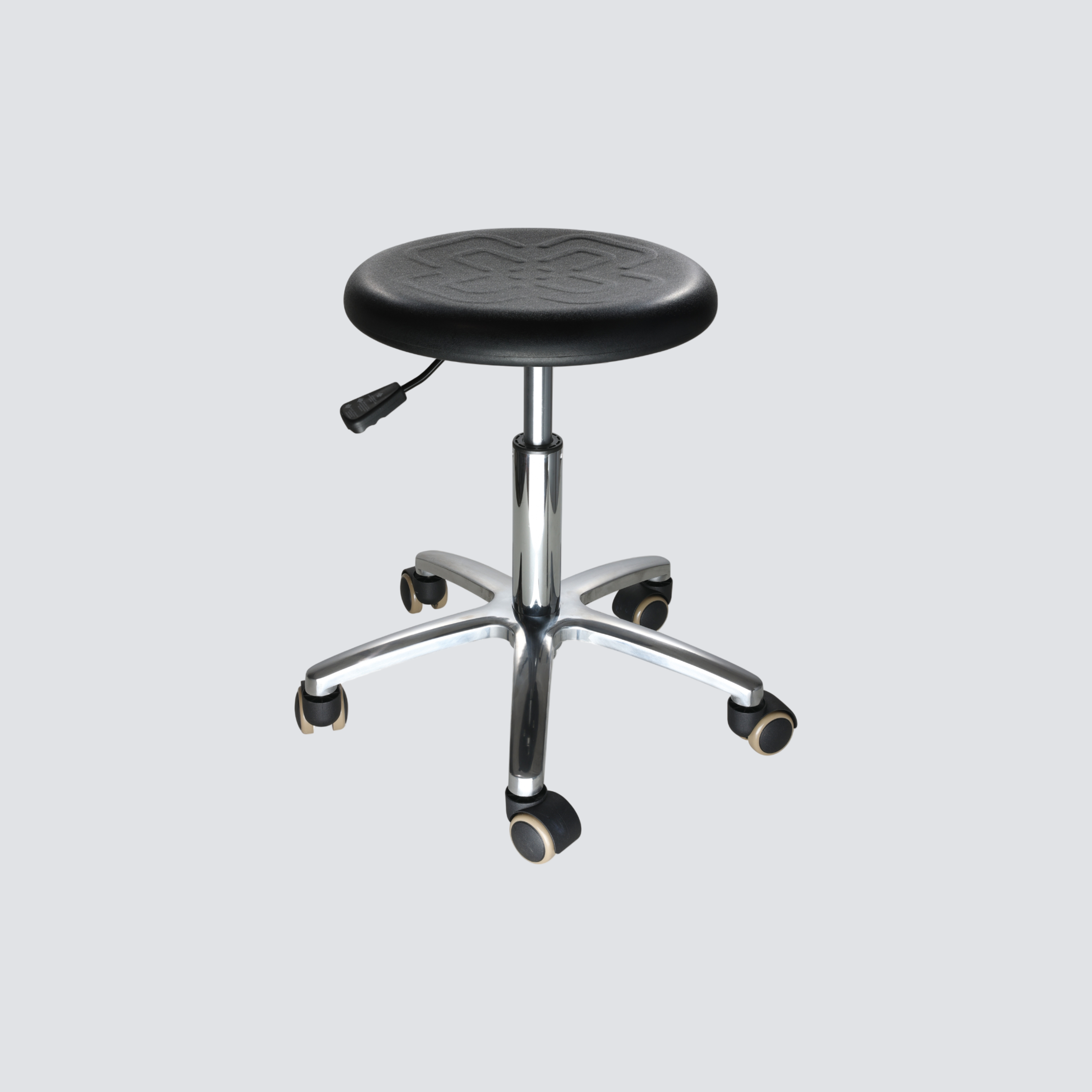 Industrial Polyurethane with Chrome Foot Ring and Casters Adjustable Lab Seating