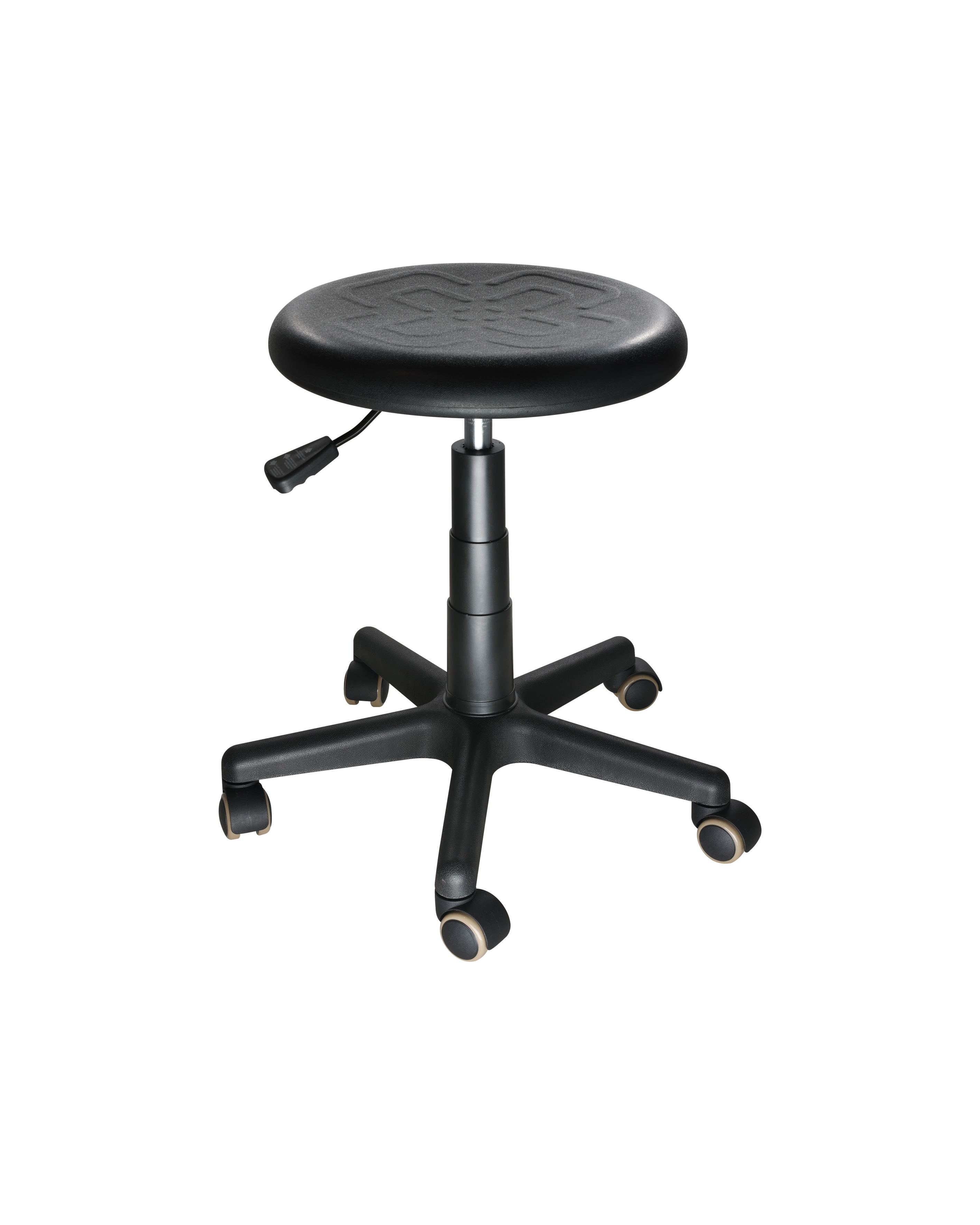 Industrial Grade PU Seating Stool with Adjustable Height Foot Ring and Casters Laboratory Chair